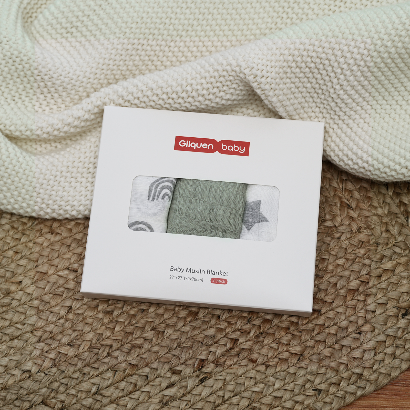 Muslin Swaddle Blankets 6-Pack, 28 X 28" - Grey Star