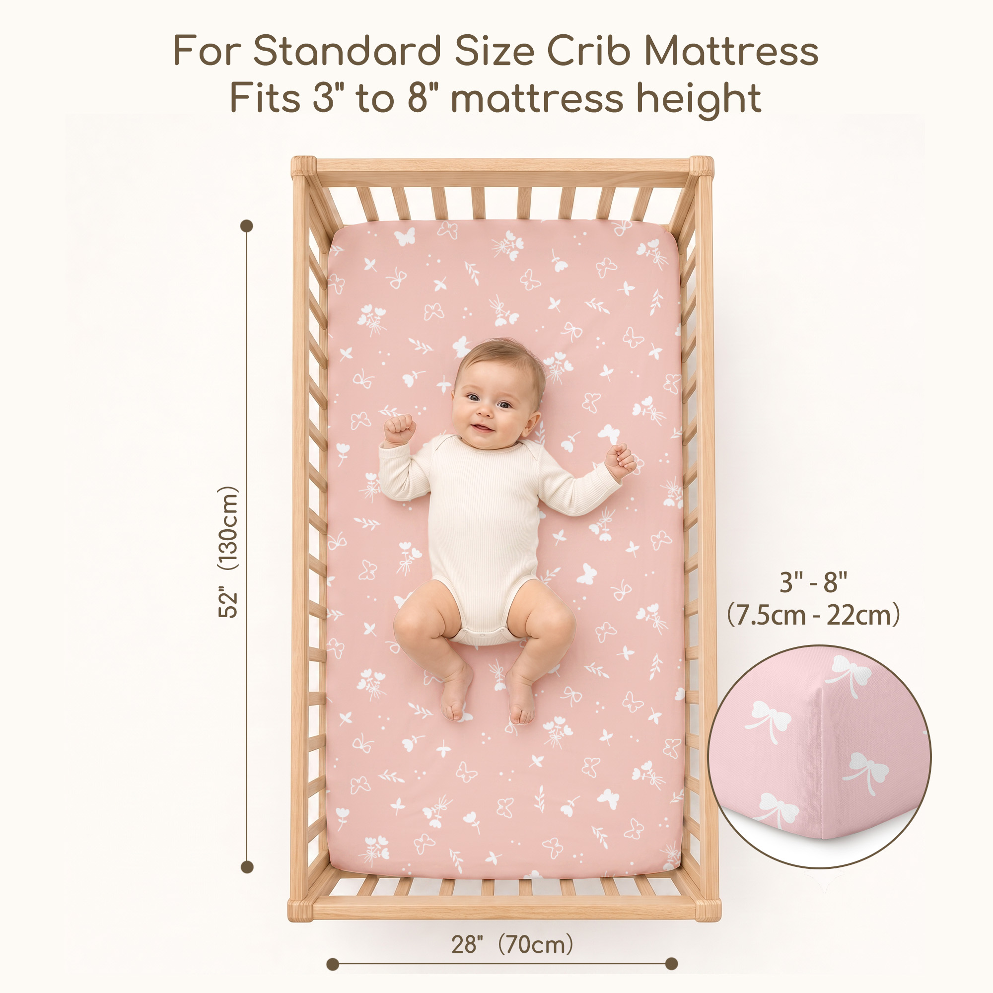 Sweet Blush Butterfly | Soft Microfiber Baby Crib Sheets 3 Pack
