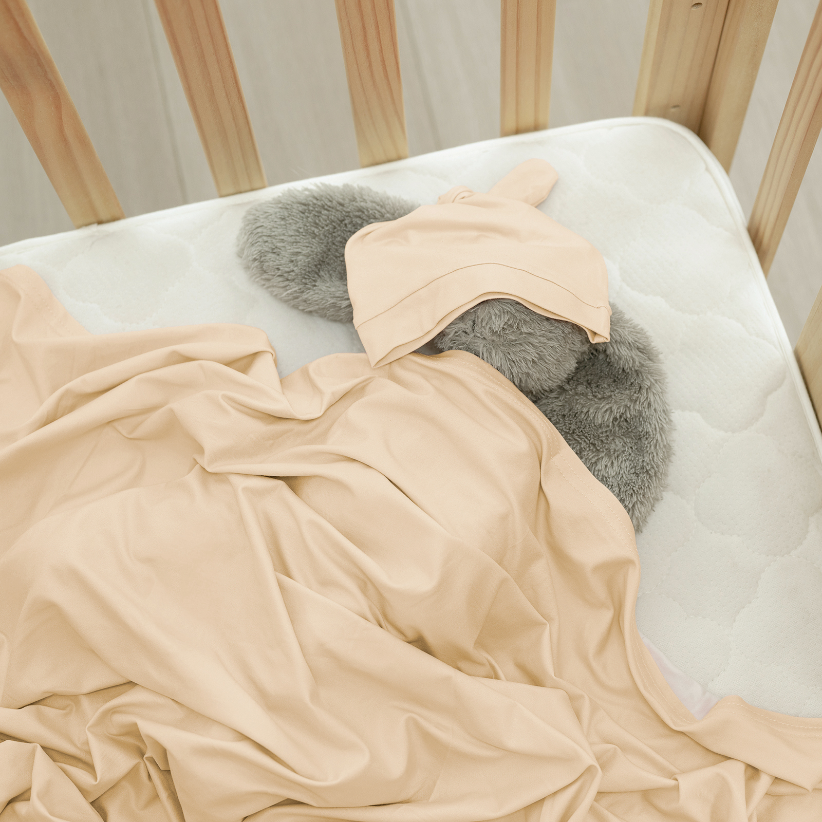 Cream | Baby Swaddle and Hat Set | 33.5*43inch