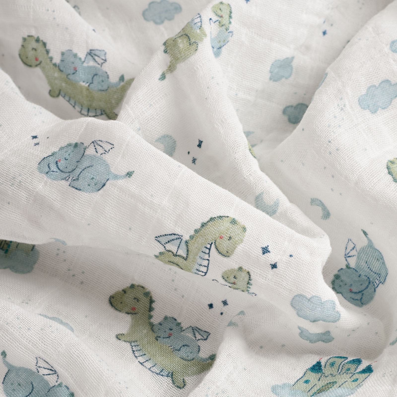 Muslin Swaddle Blankets 4-Pack | 31.5x43.3" | Fairytale Dragon and Castle