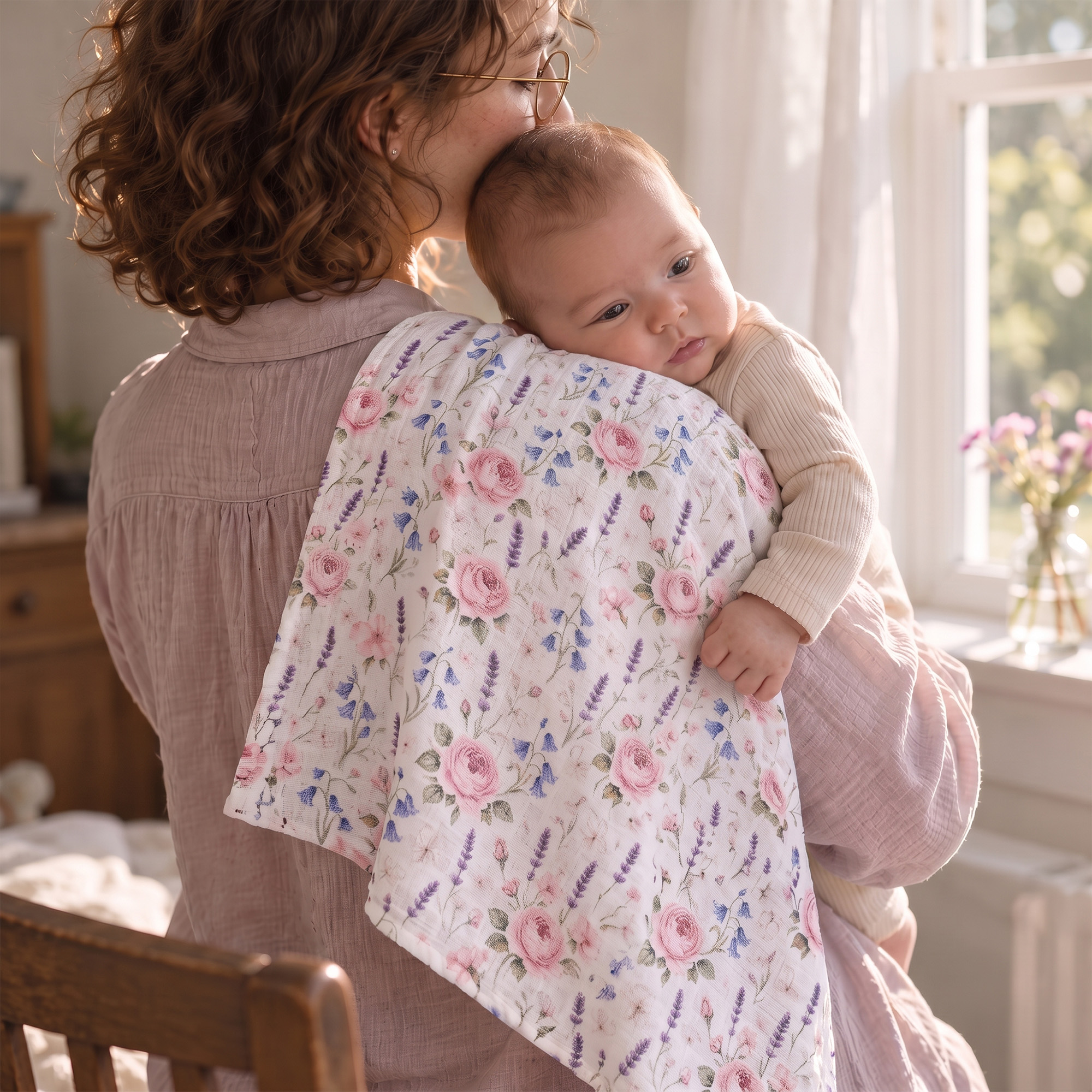 Muslin Swaddle Blankets 6-Pack | 27x27" | Blush Rose Manor