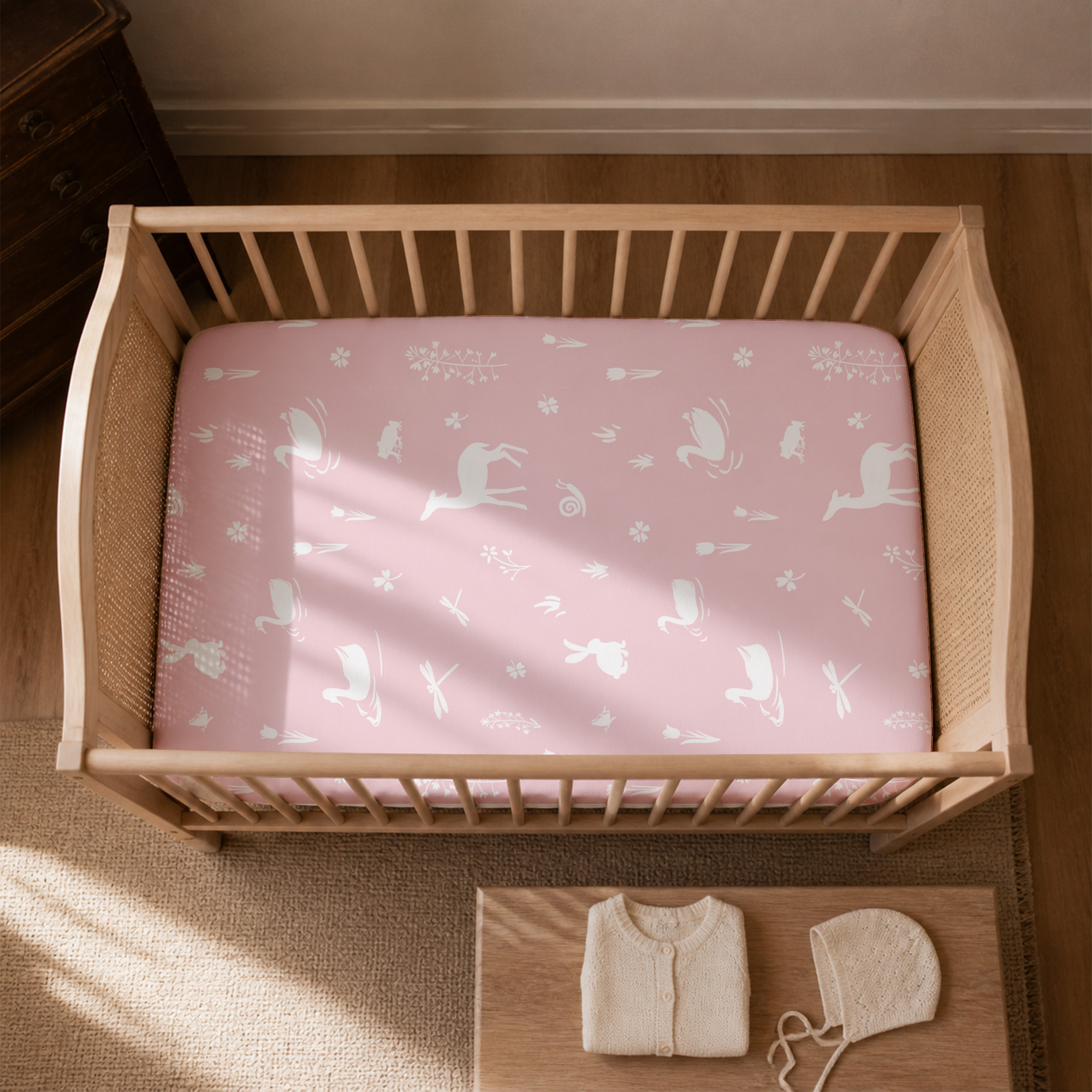 Pink Bunny & Flowers | Bassinet Sheets 4-Pack | 20*33''