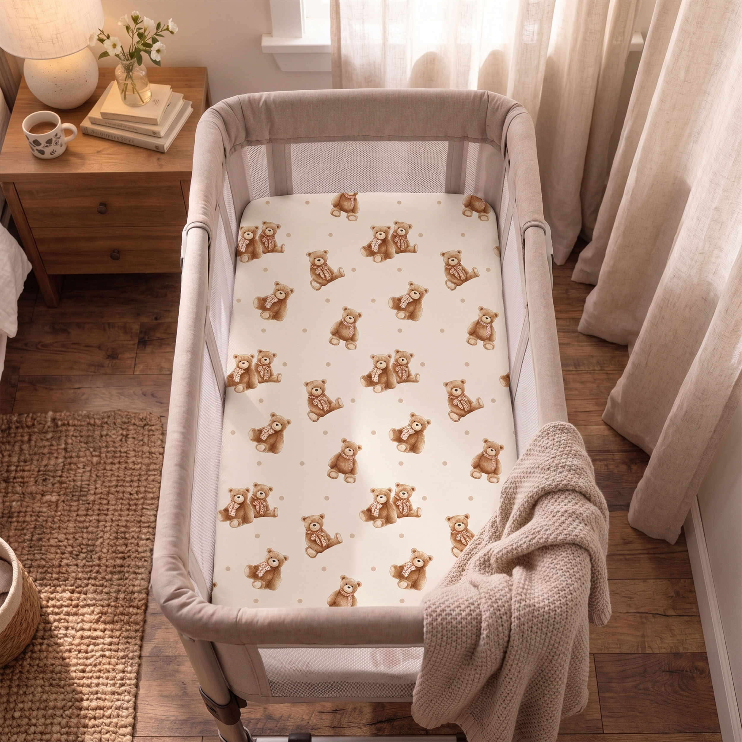 Creamy Teddy Check | Bassinet Sheets 3-Pack | 33*20''