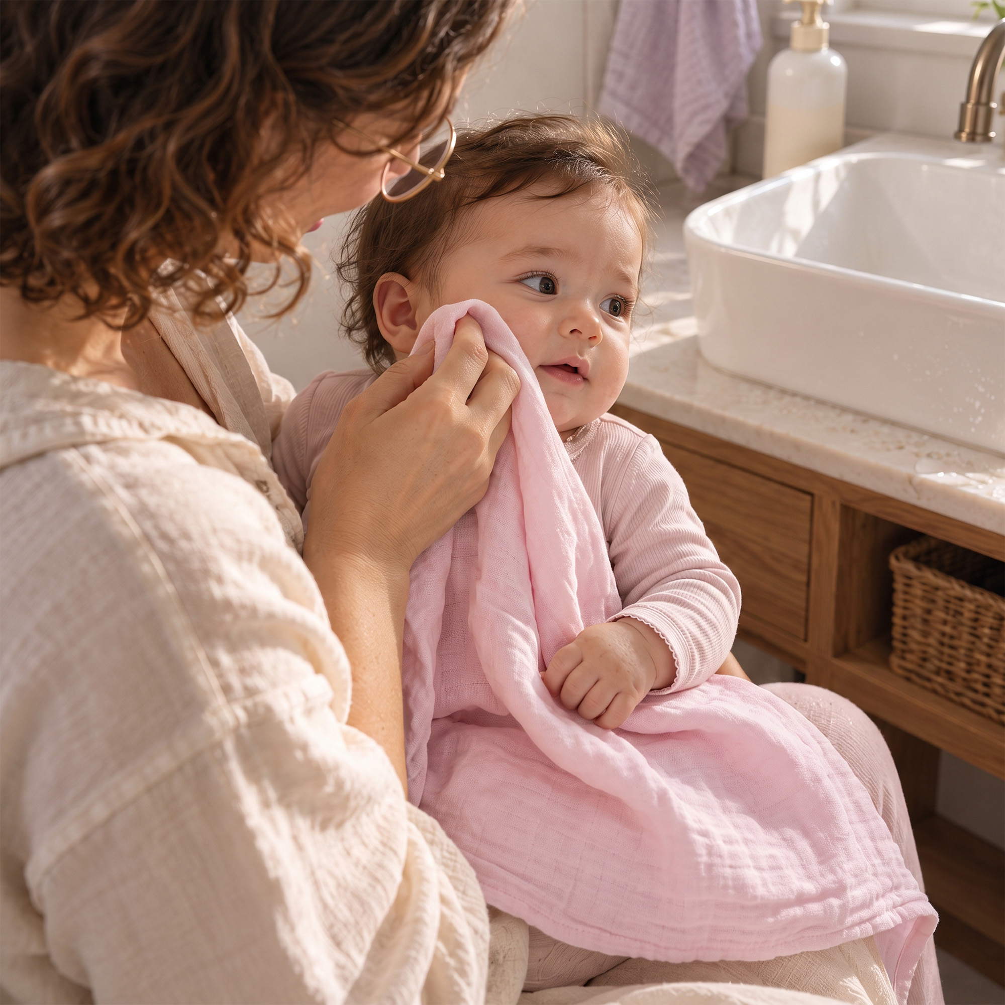 Muslin Swaddle Blankets 6-Pack | 27x27" | Blush Rose Manor