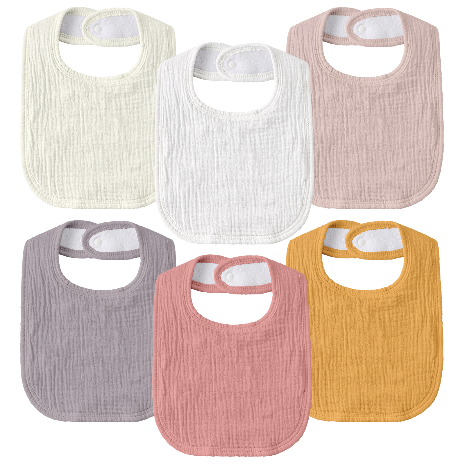 Dreamy Colors | baby muslin bibs 6 pack | 0-36 months