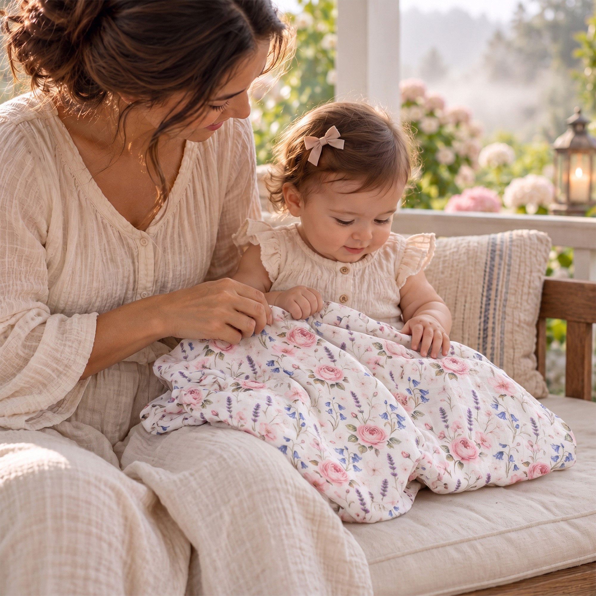 Muslin Swaddle Blankets 6-Pack | 27x27" | Blush Rose Manor
