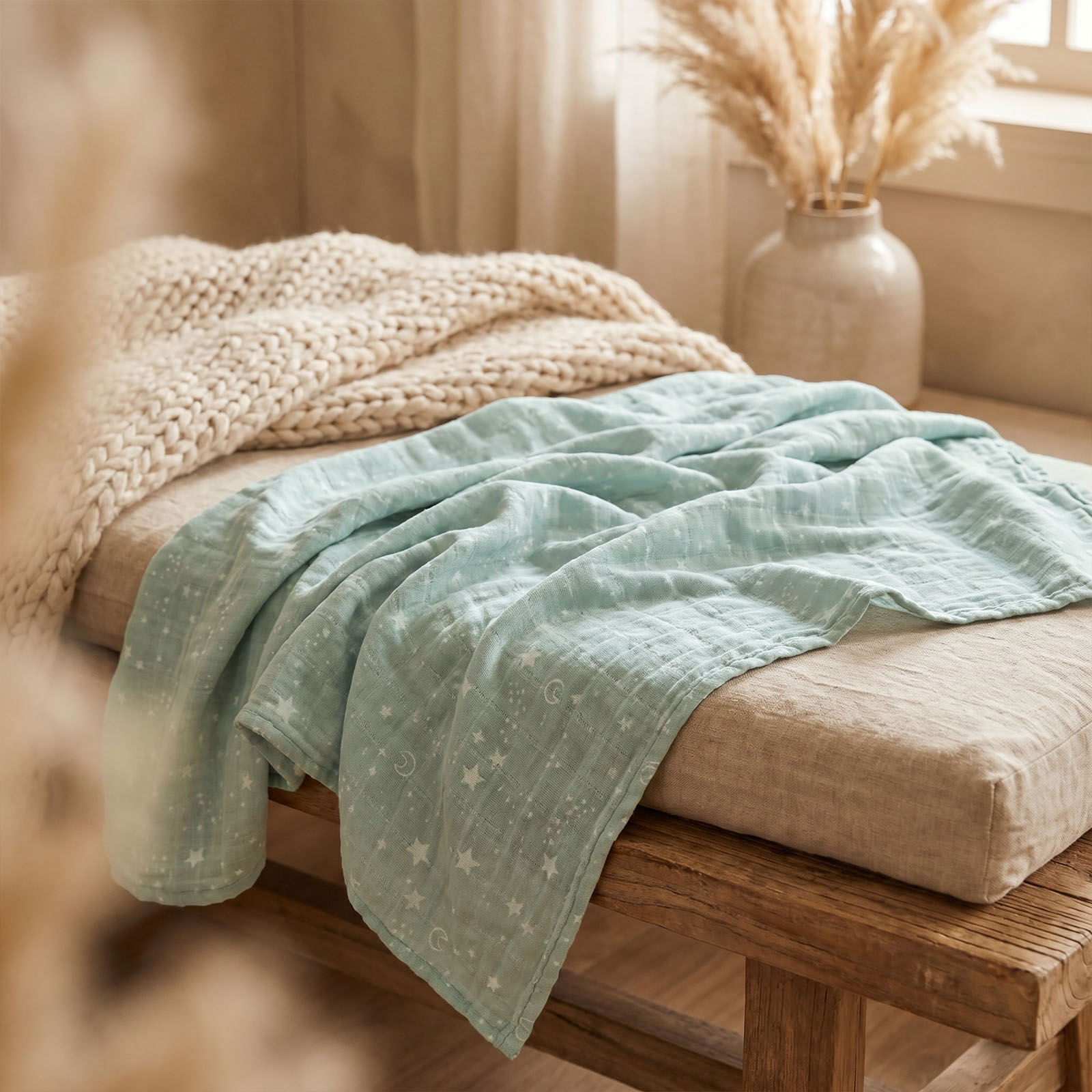 Muslin Swaddle Blankets 4-Pack | 31.5x43.3" | Fairytale Dragon and Castle