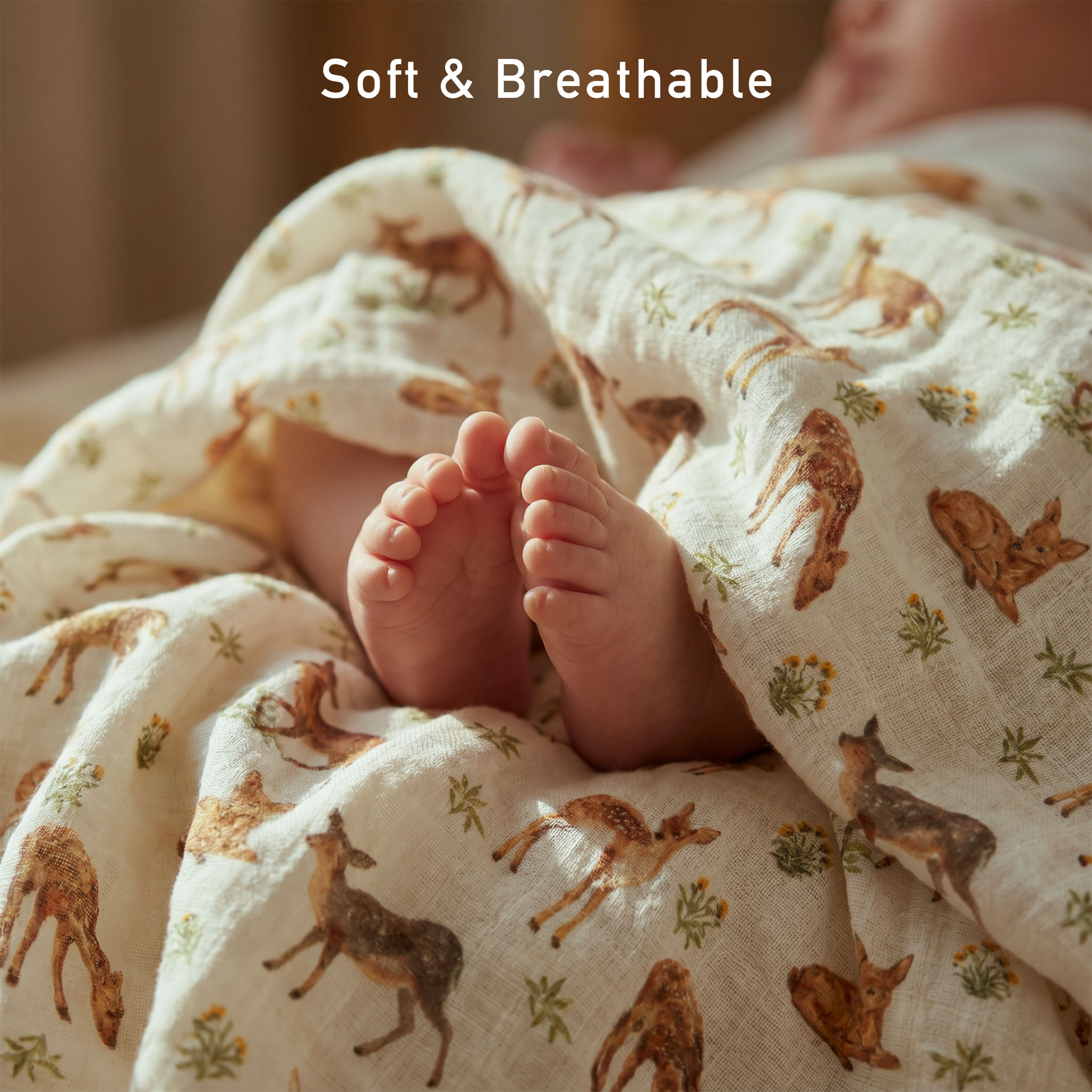 Muslin Swaddle Blankets 4-Pack | 35"x40" | Fawn & Wildflowers