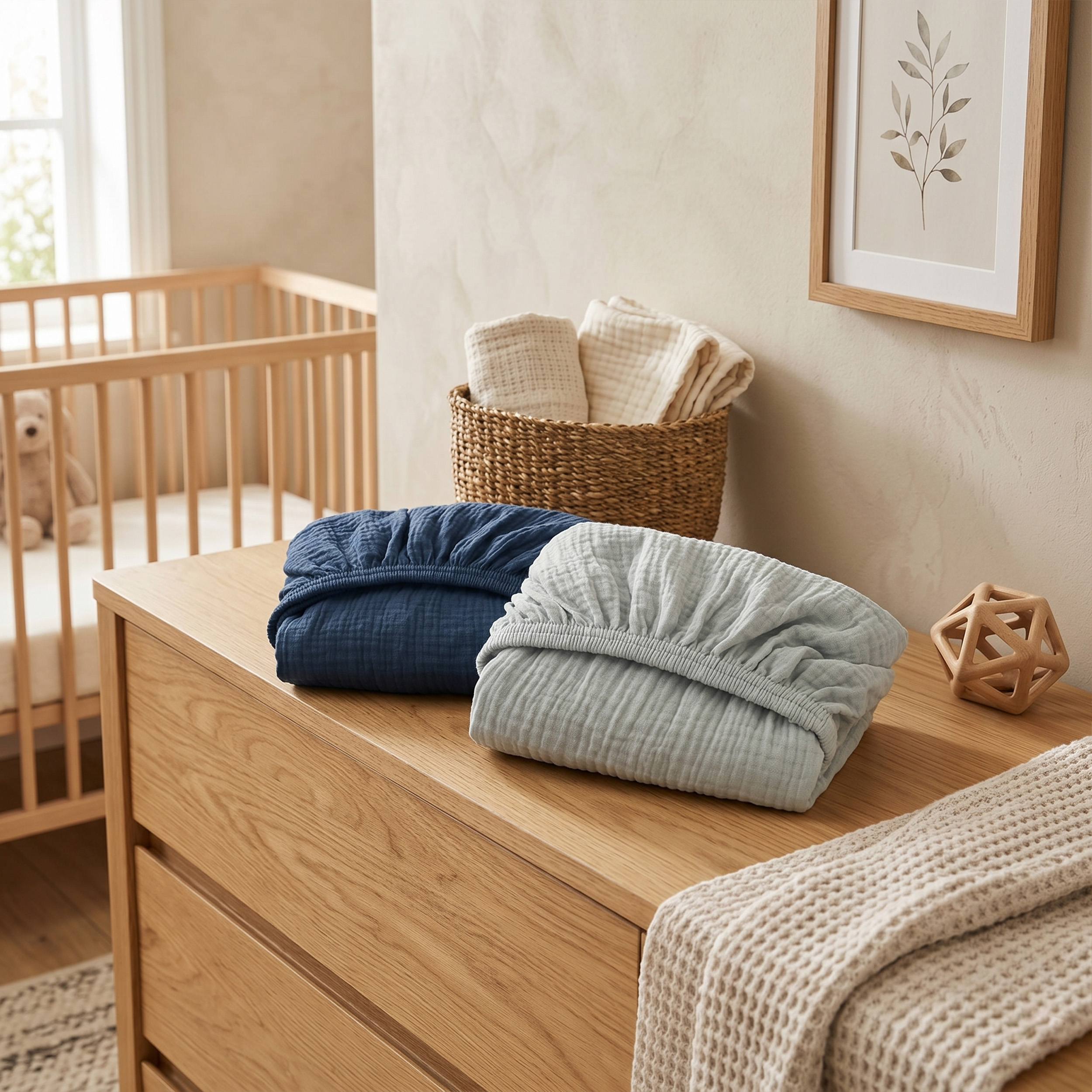 Blue Sea Serenity | Muslin Bassinet Sheet 2-Pack | 33''*20''