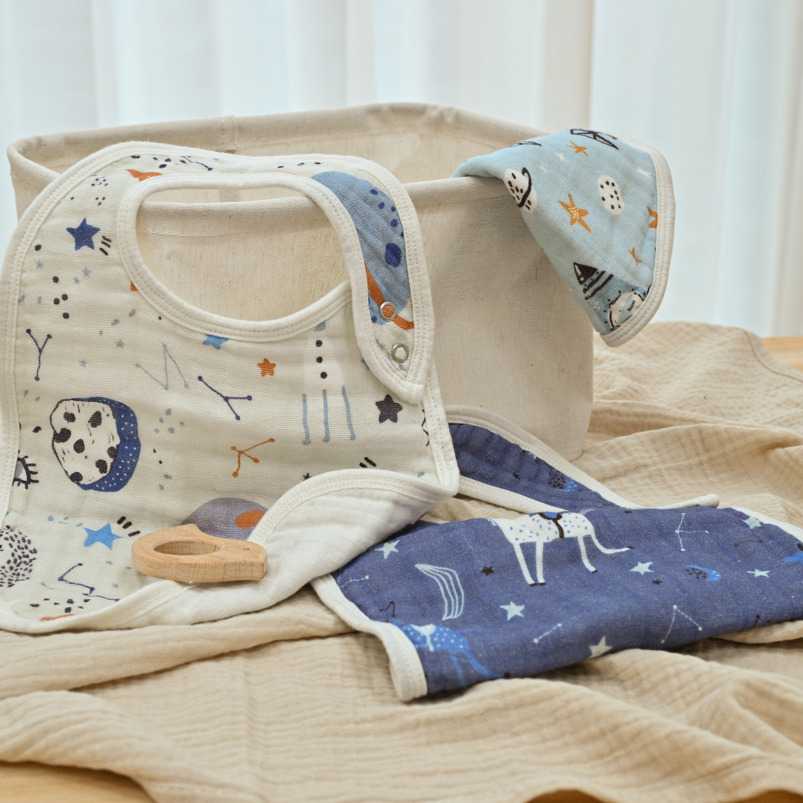 Starry Tales | Organic Cotton Muslin Bandana Bibs 3 Pack