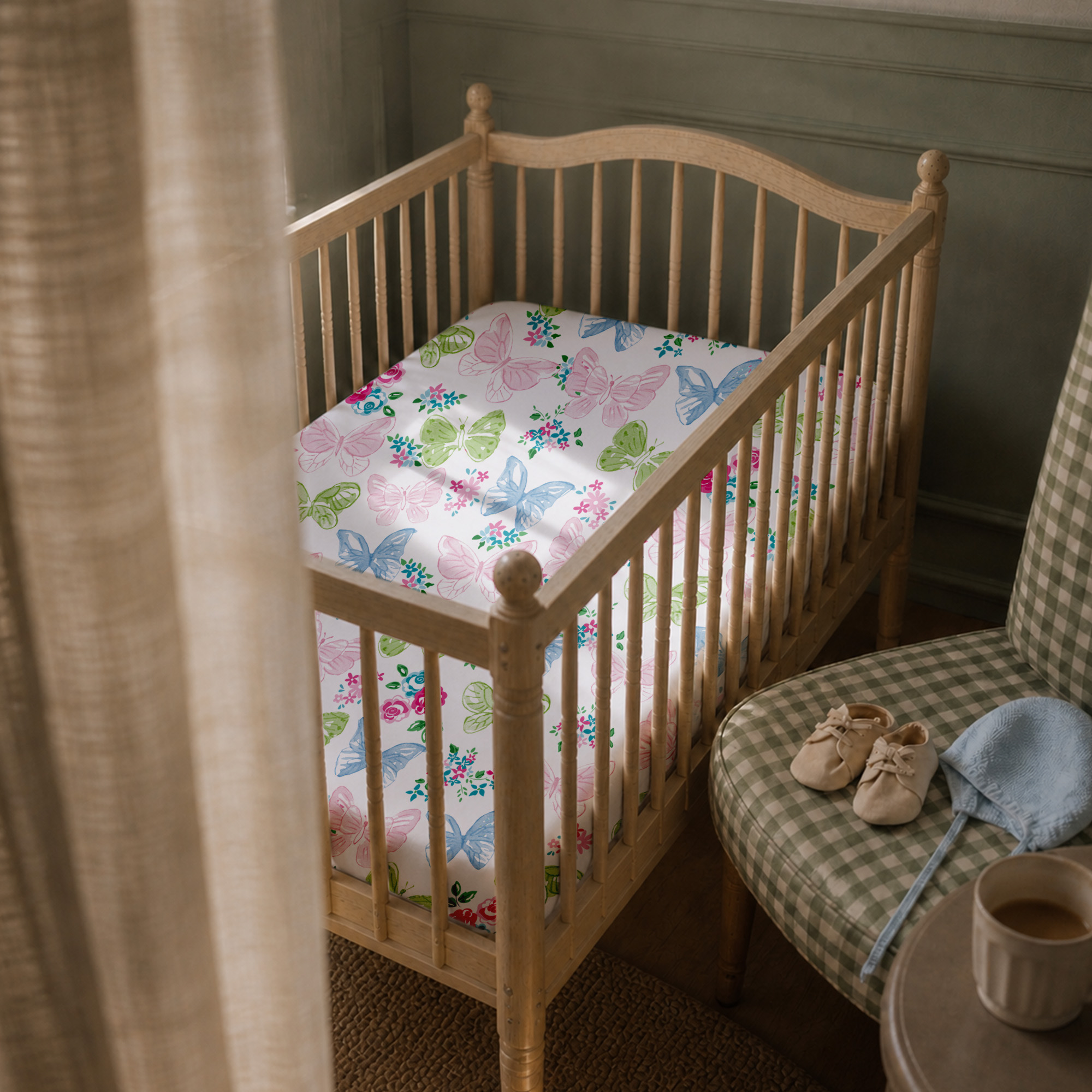 Pink Butterfly & Floral | Bassinet Sheets 4-Pack | 20*33''