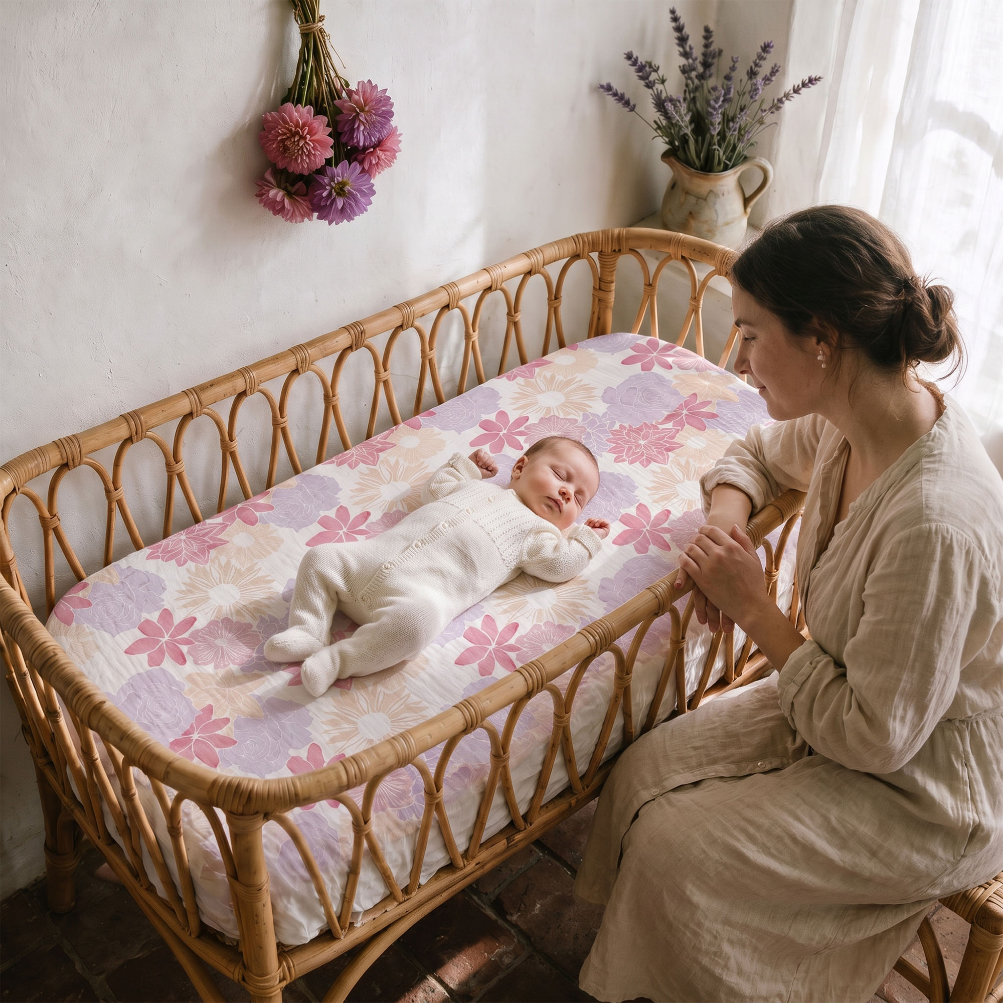 Vintage Floral Bloom | Muslin Crib Sheets 2-Pack | 52''*28''