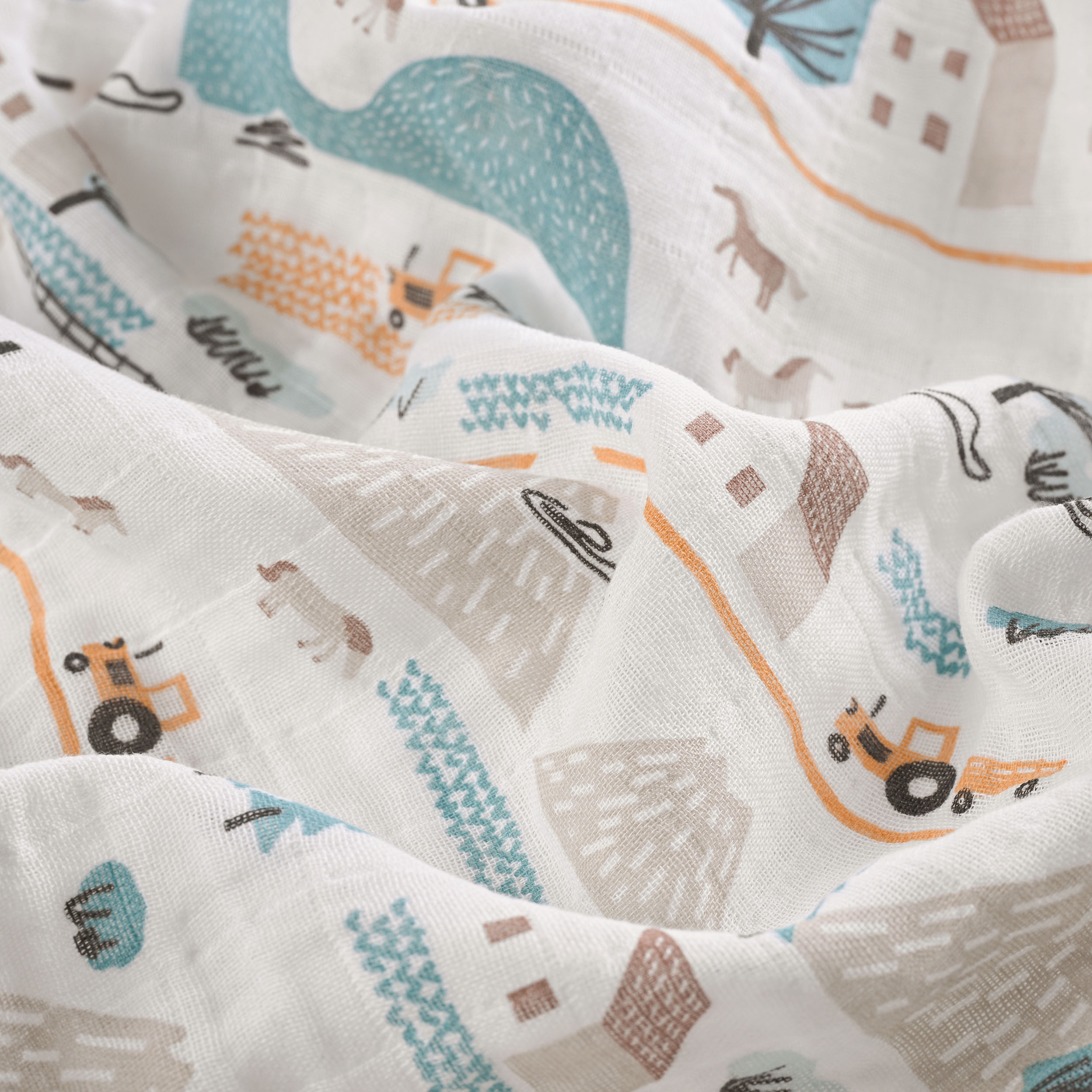 Muslin Swaddle Blankets 4-Pack | 31.5x43.3" | Mint Dusk