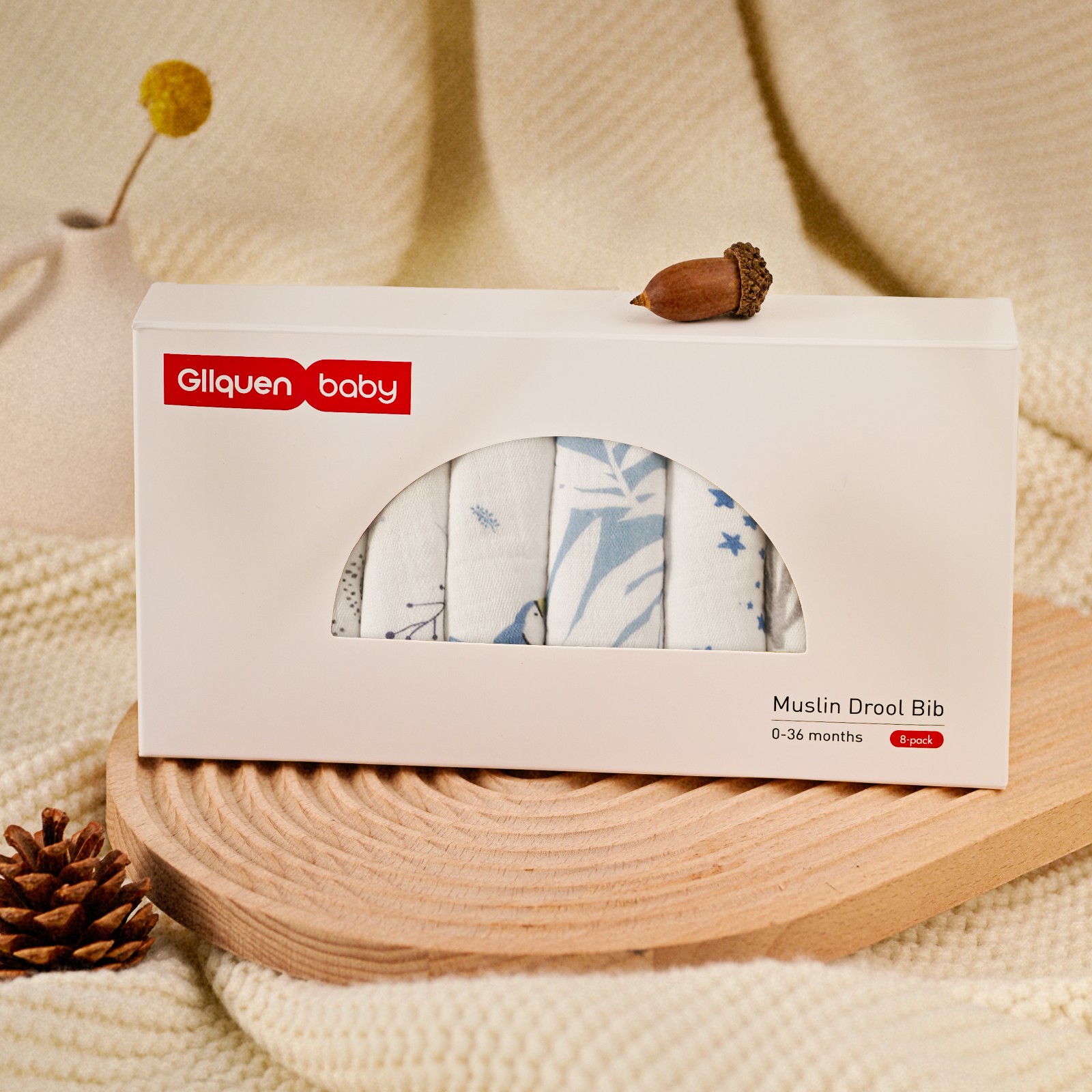Toucan | baby muslin bibs 8 pack | 0-36 months