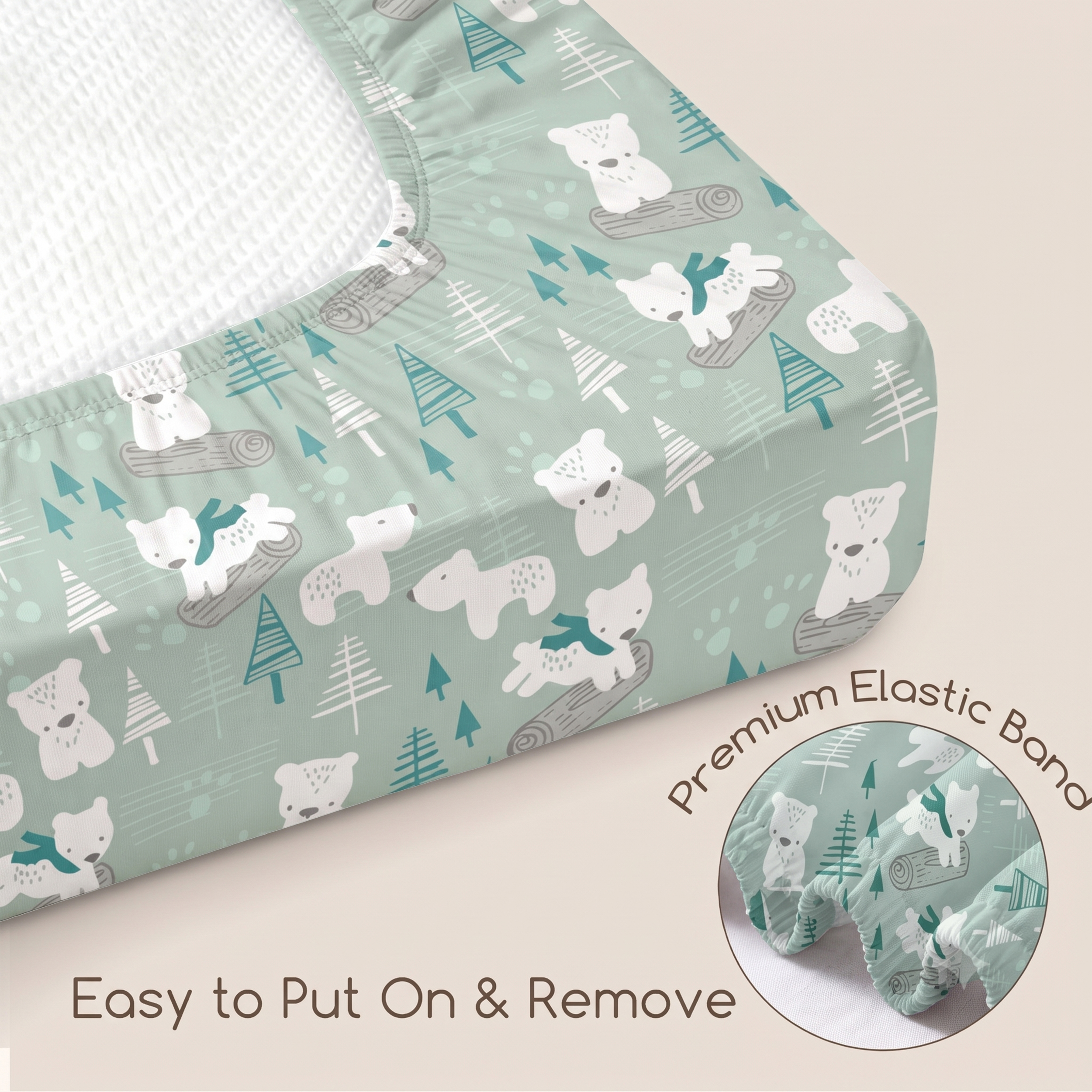 Sage Arctic Friends | Soft Microfiber Baby Crib Sheets 3 Pack