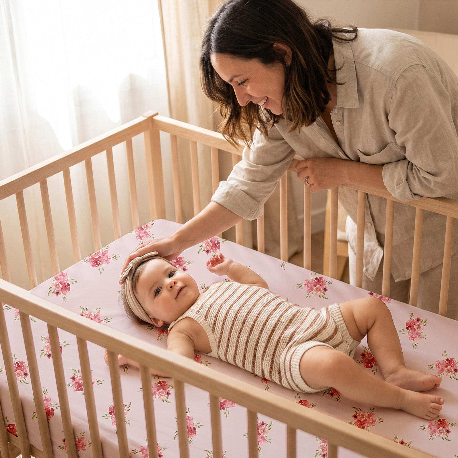 Dainty Blush Meadow | Soft Microfiber Baby Crib Sheets 3 Pack