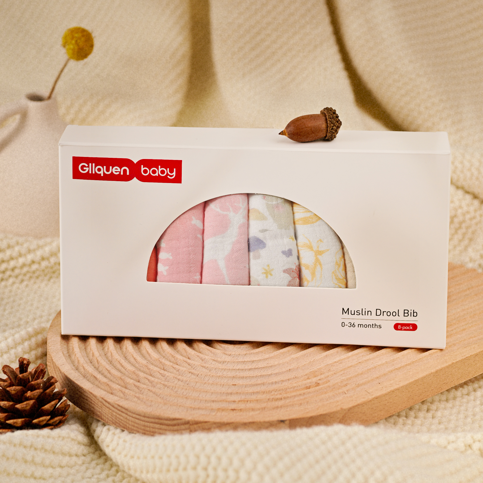 Blossom | baby muslin bibs 8 pack | 0-36 months