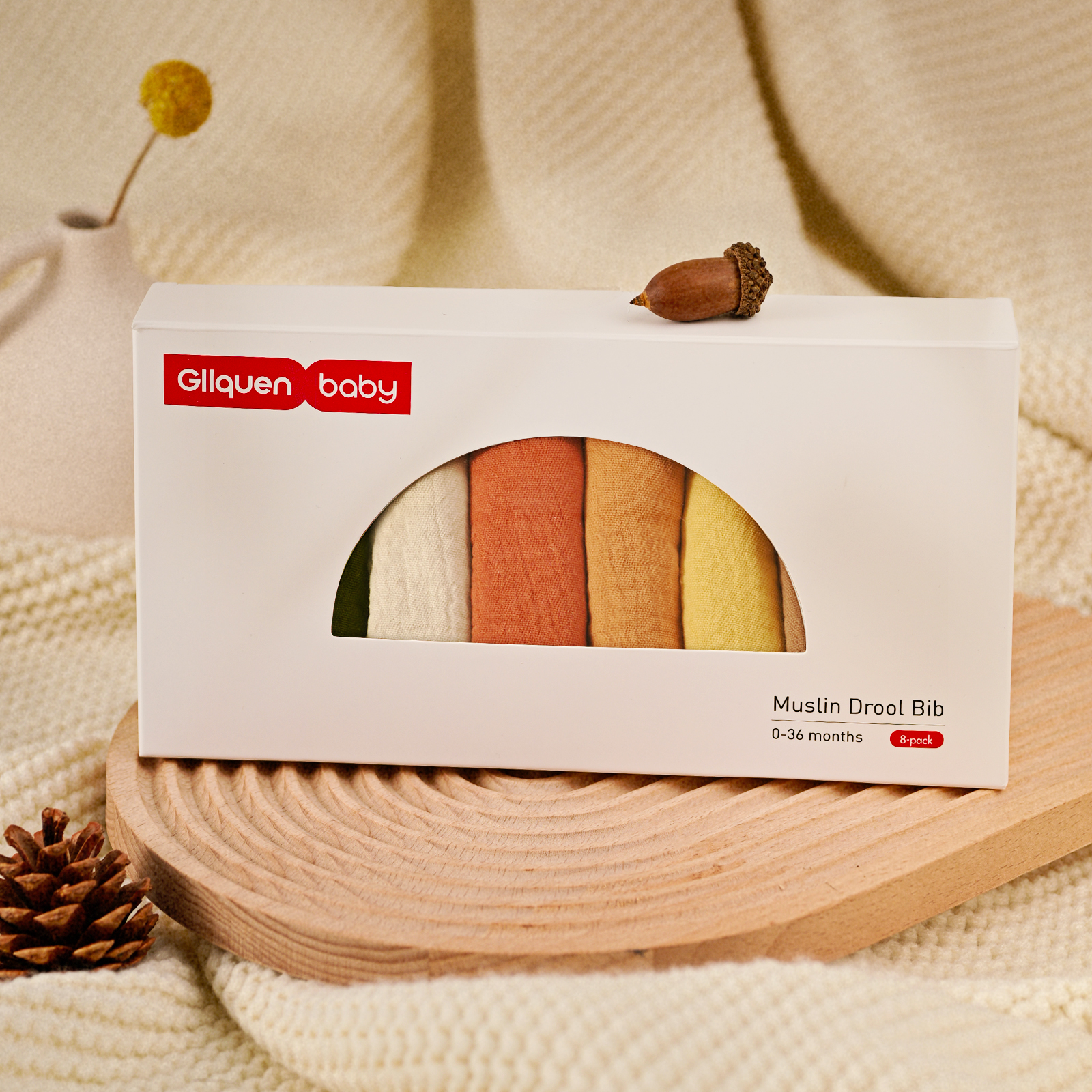 Vitality | baby muslin bibs 8 pack | 0-36 months