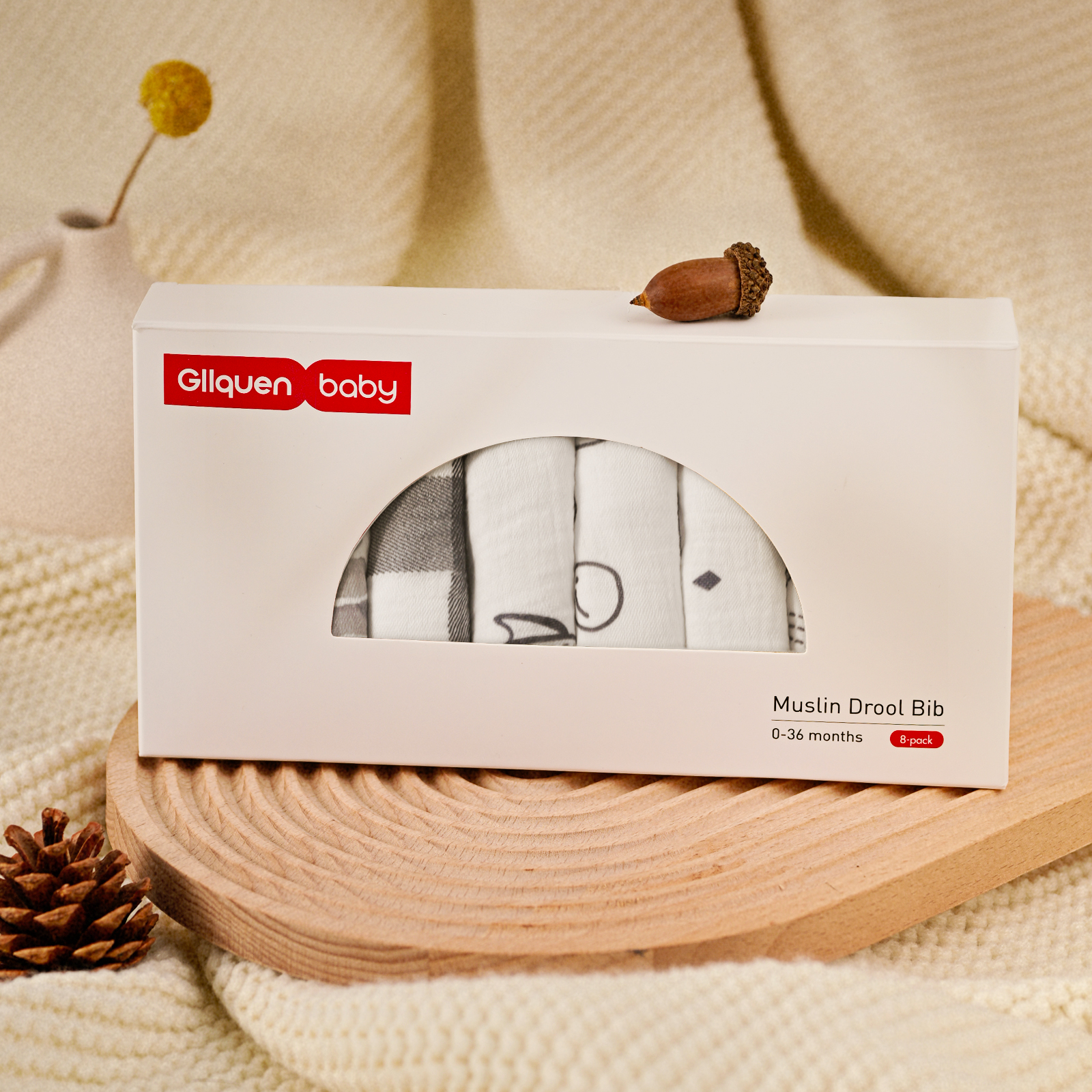 Bubble | baby muslin bibs 8 pack | 0-36 months