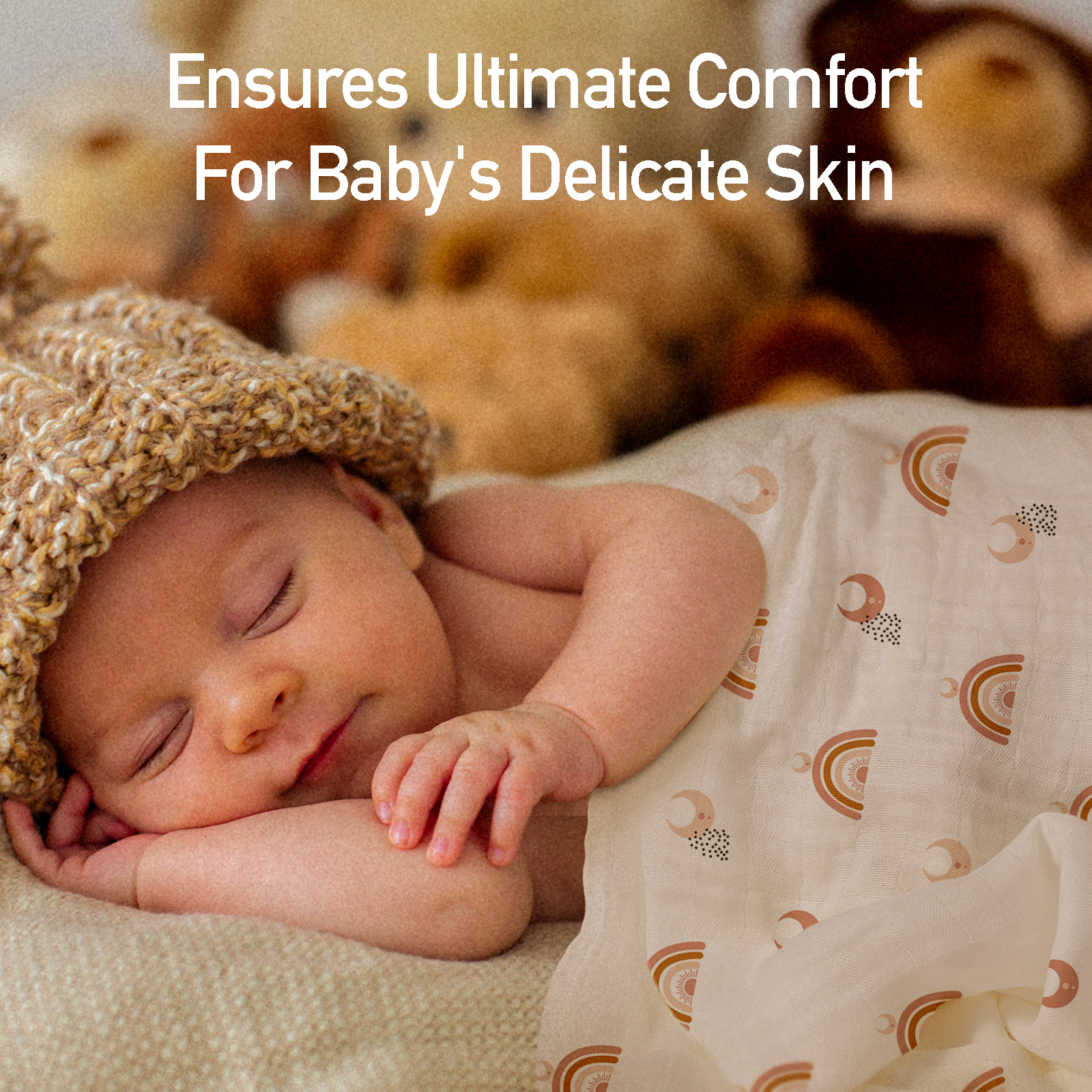 Muslin Swaddle Blankets 4-Pack, 35"x40" - Rainbow