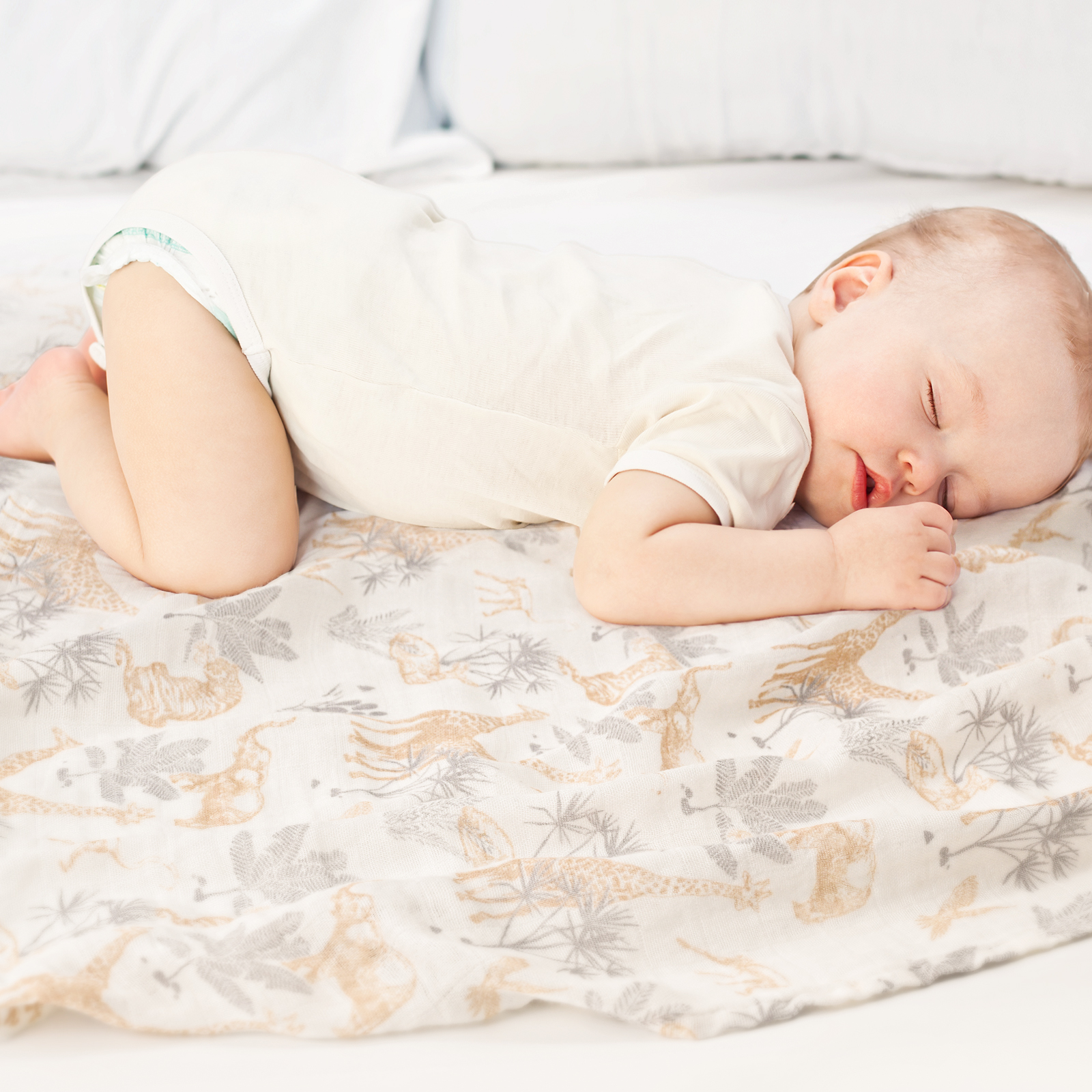 Muslin Swaddle Blankets 6-Pack, 28 X 28" - Tropical Animals