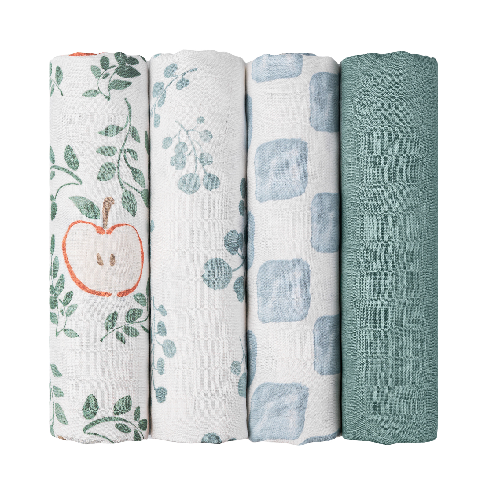 Muslin Swaddle Blankets 4-Pack | 35"x40" | Apple Paradise