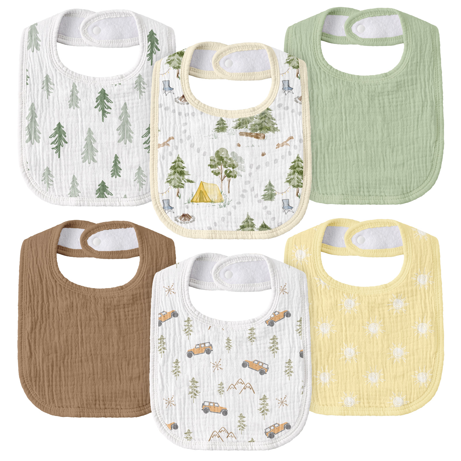 Cross-country Adventure | baby muslin bibs 6 pack | 0-36 months