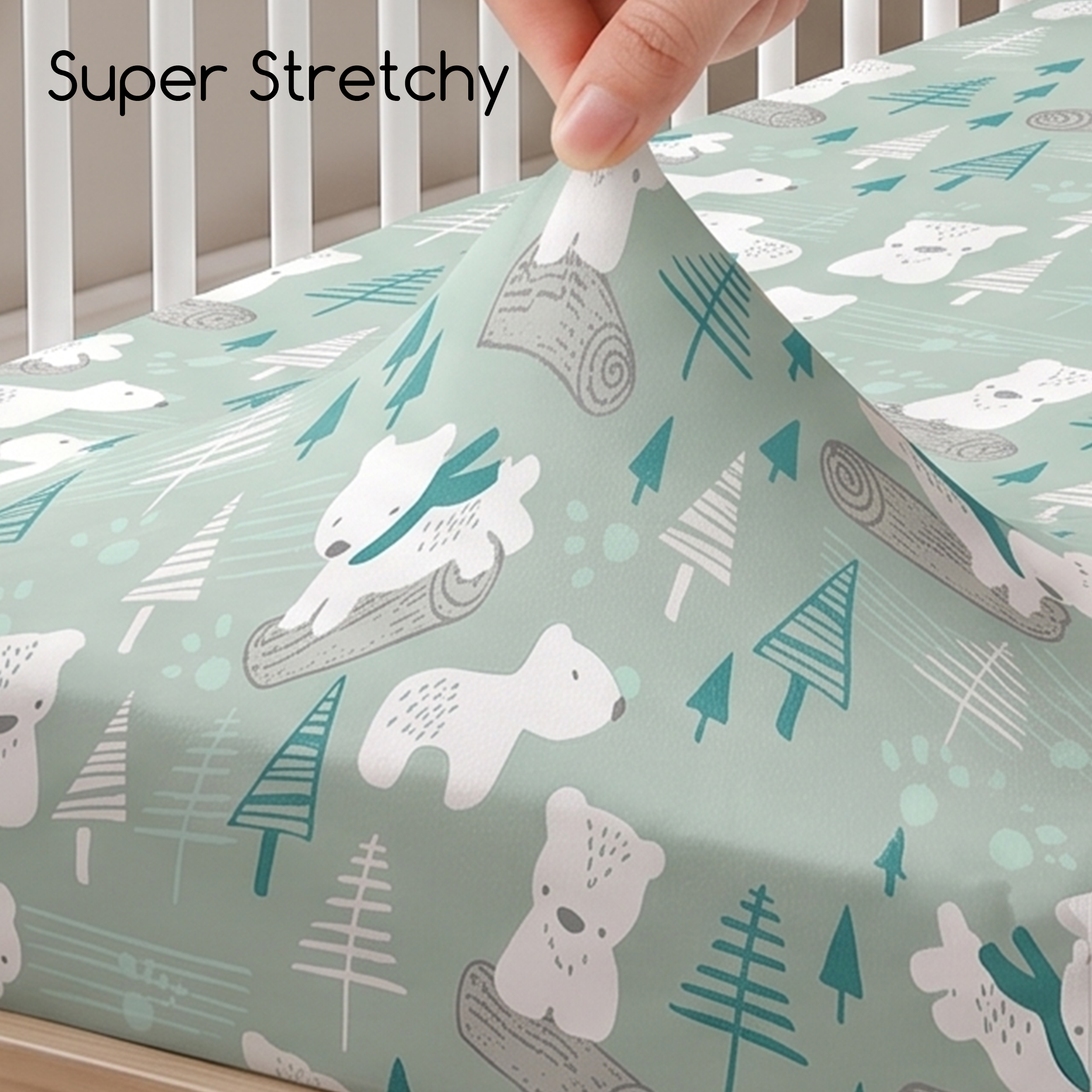 Sage Arctic Friends | Soft Microfiber Baby Crib Sheets 3 Pack