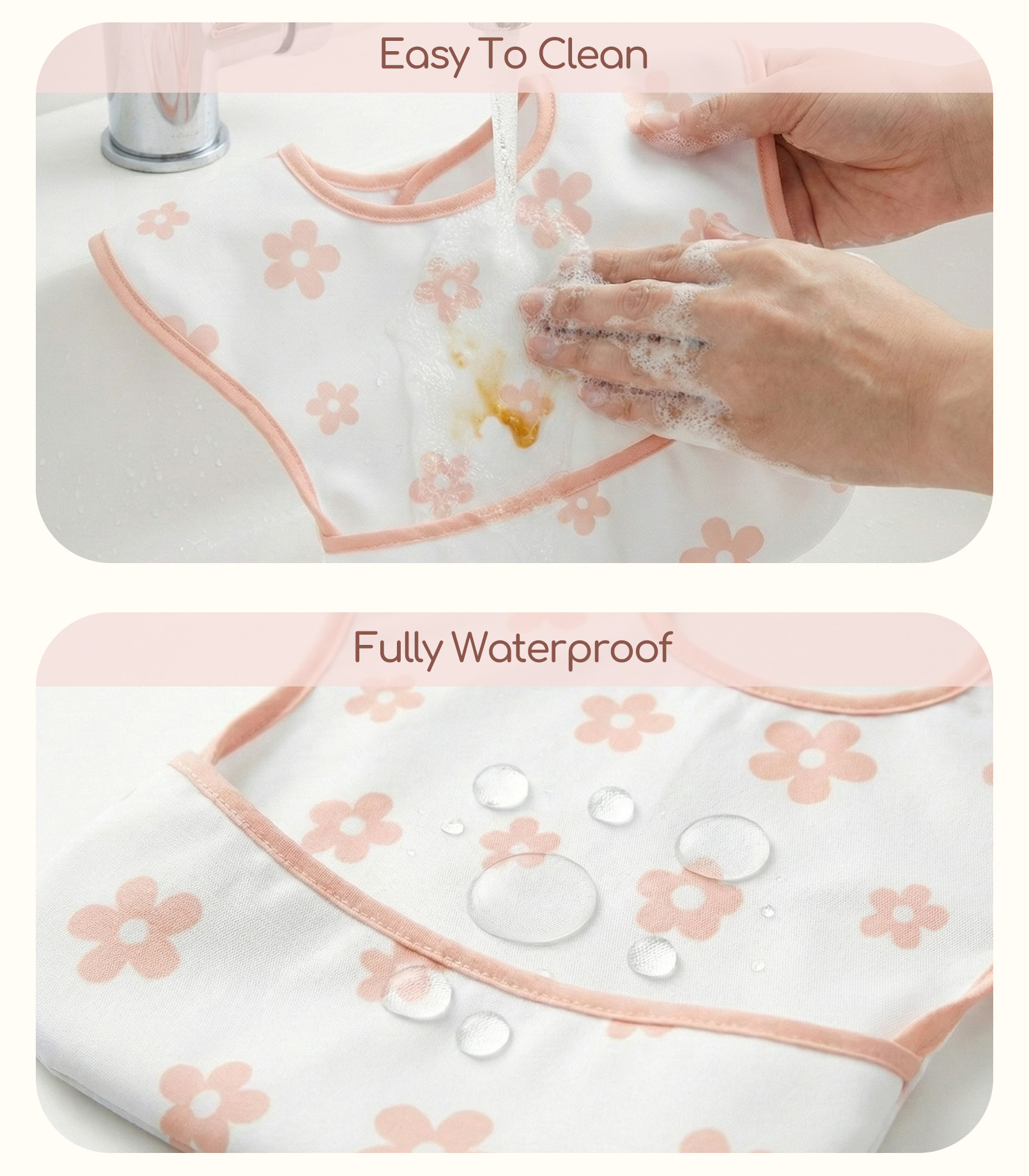 Blossoming Buds | Gllquen baby Waterproof Bibs 3 Pack | 3-24 Months