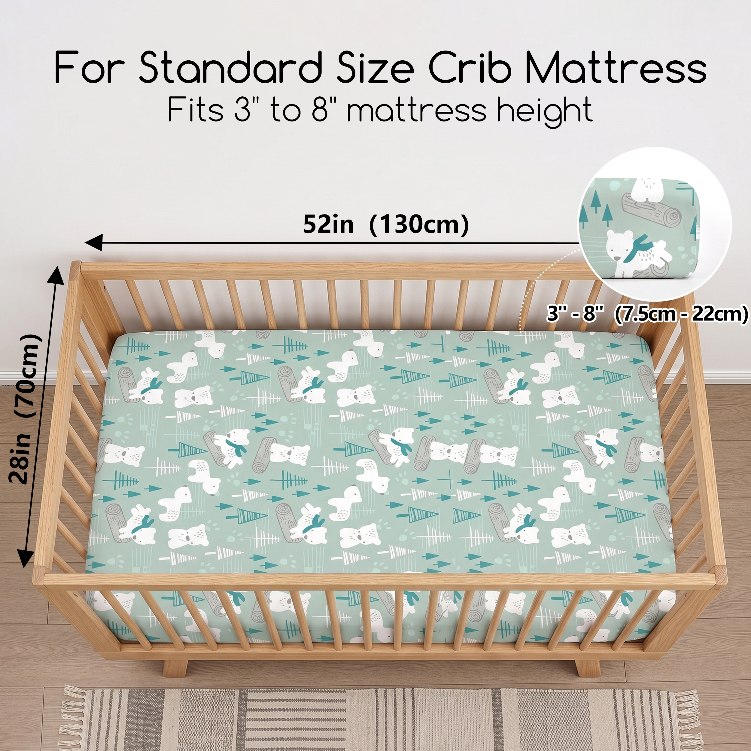 Sage Arctic Friends | Soft Microfiber Baby Crib Sheets 3 Pack