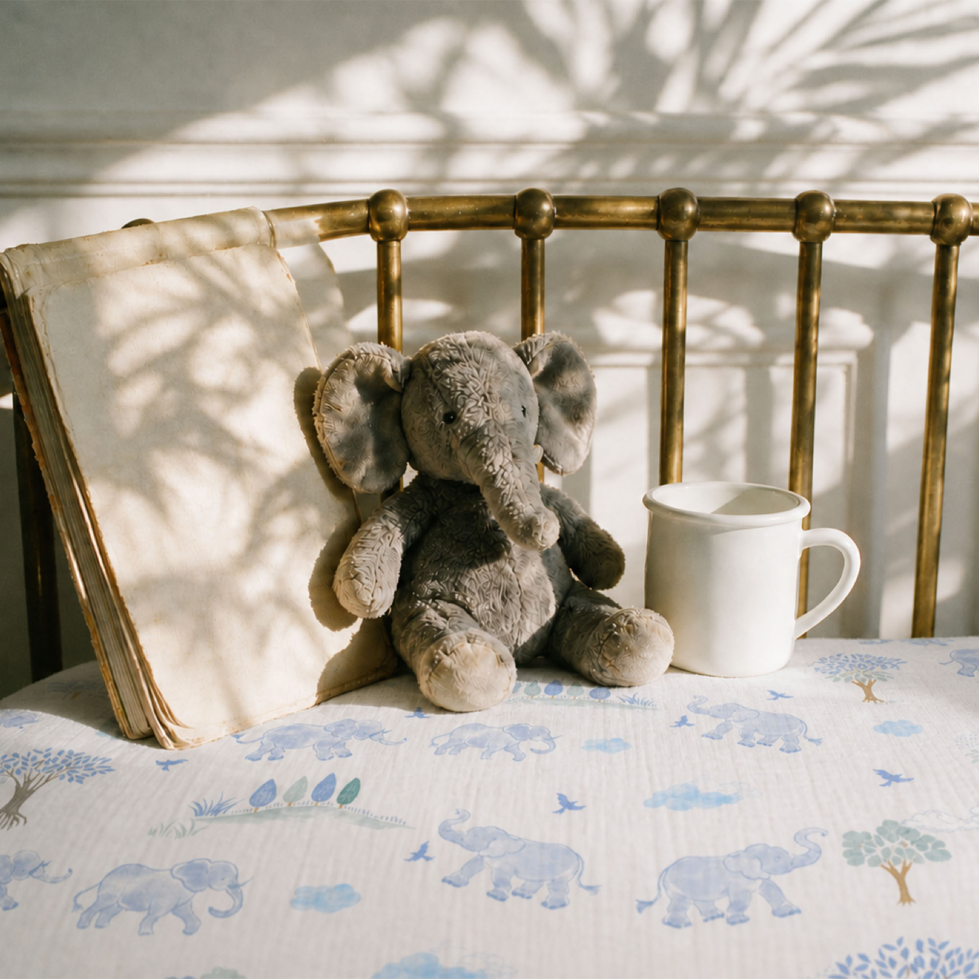 Blue Elephant Safari | Muslin Crib Sheets 2-Pack | 52''*28''