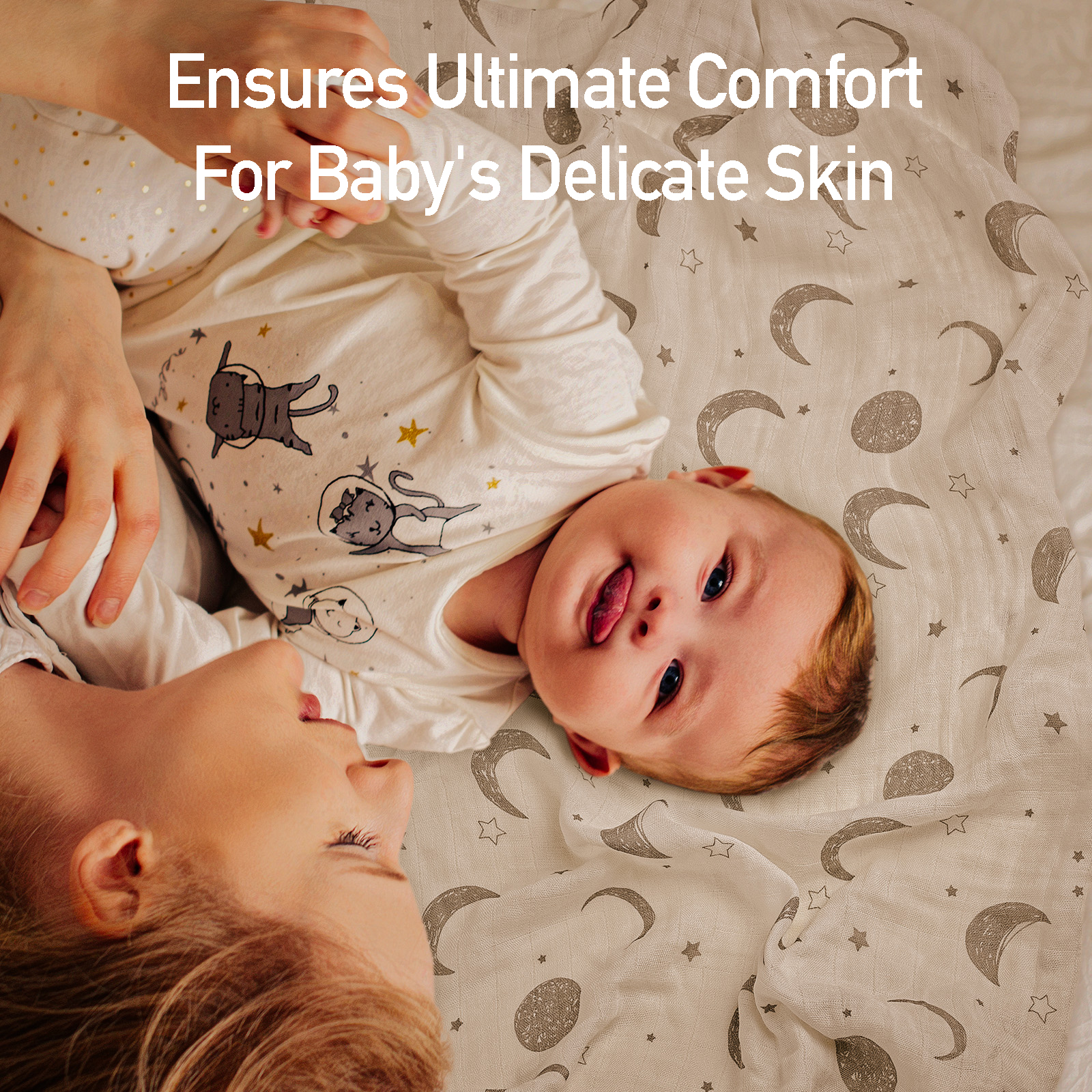 Muslin Swaddle Blankets 4-Pack, 35"x40" - Galaxy