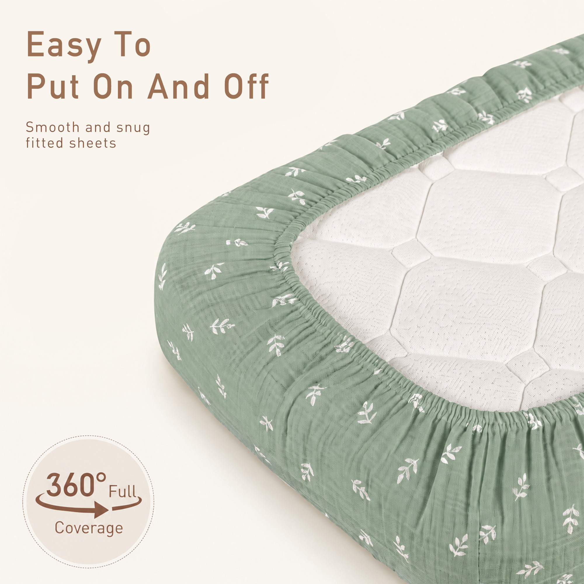 Fern & Woodland Pals | Muslin Bassinet Sheet 3-Pack | 33''*20''
