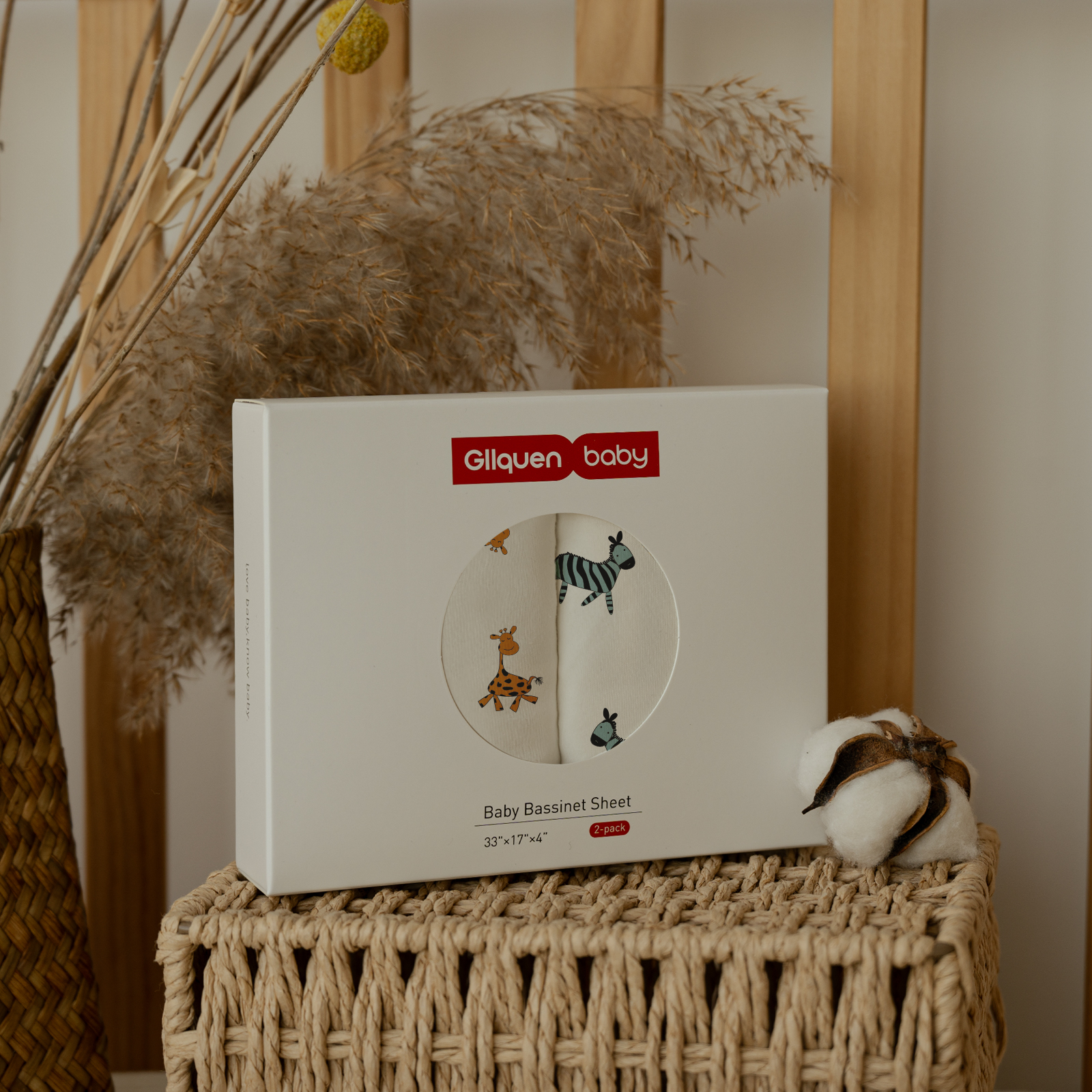 Giraffe | Baby Bassinet Sheet 2-Pack | 33''*17''