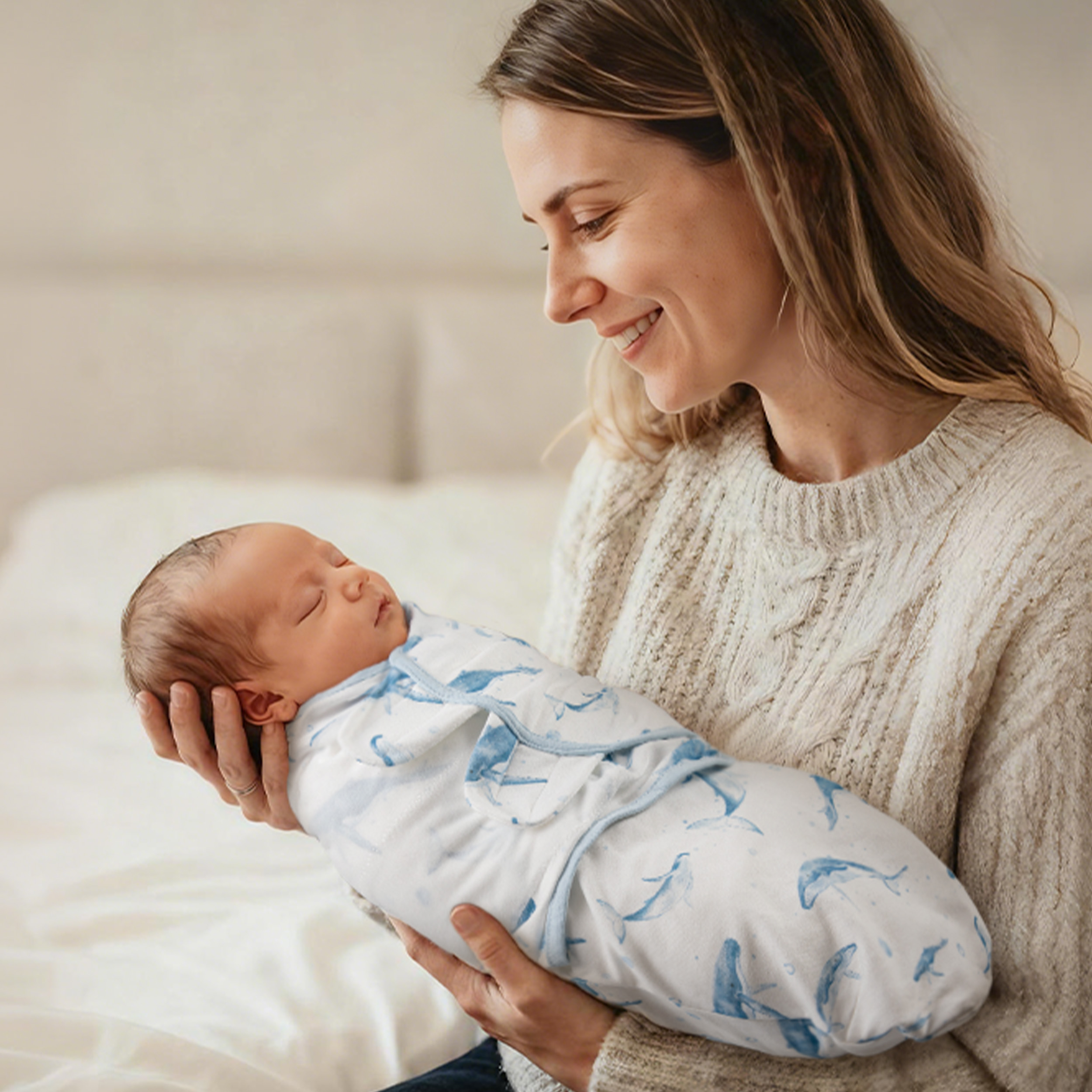 Blue Whale Whisper | Baby Swaddle 2-Pack | 0-3 Months