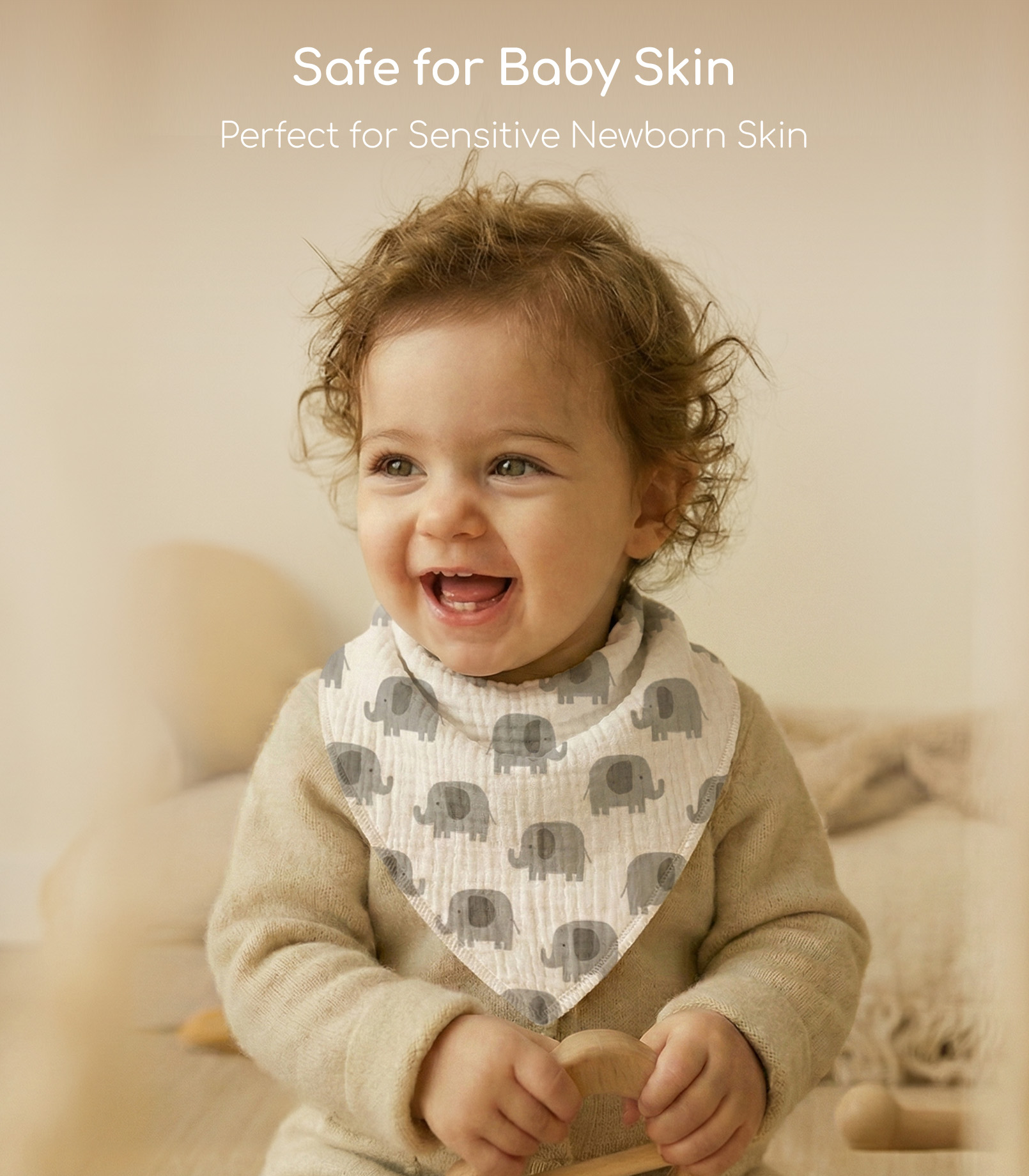 Grey Safari | Soft & Absorbent Muslin Bandana Bibs 8 Pack