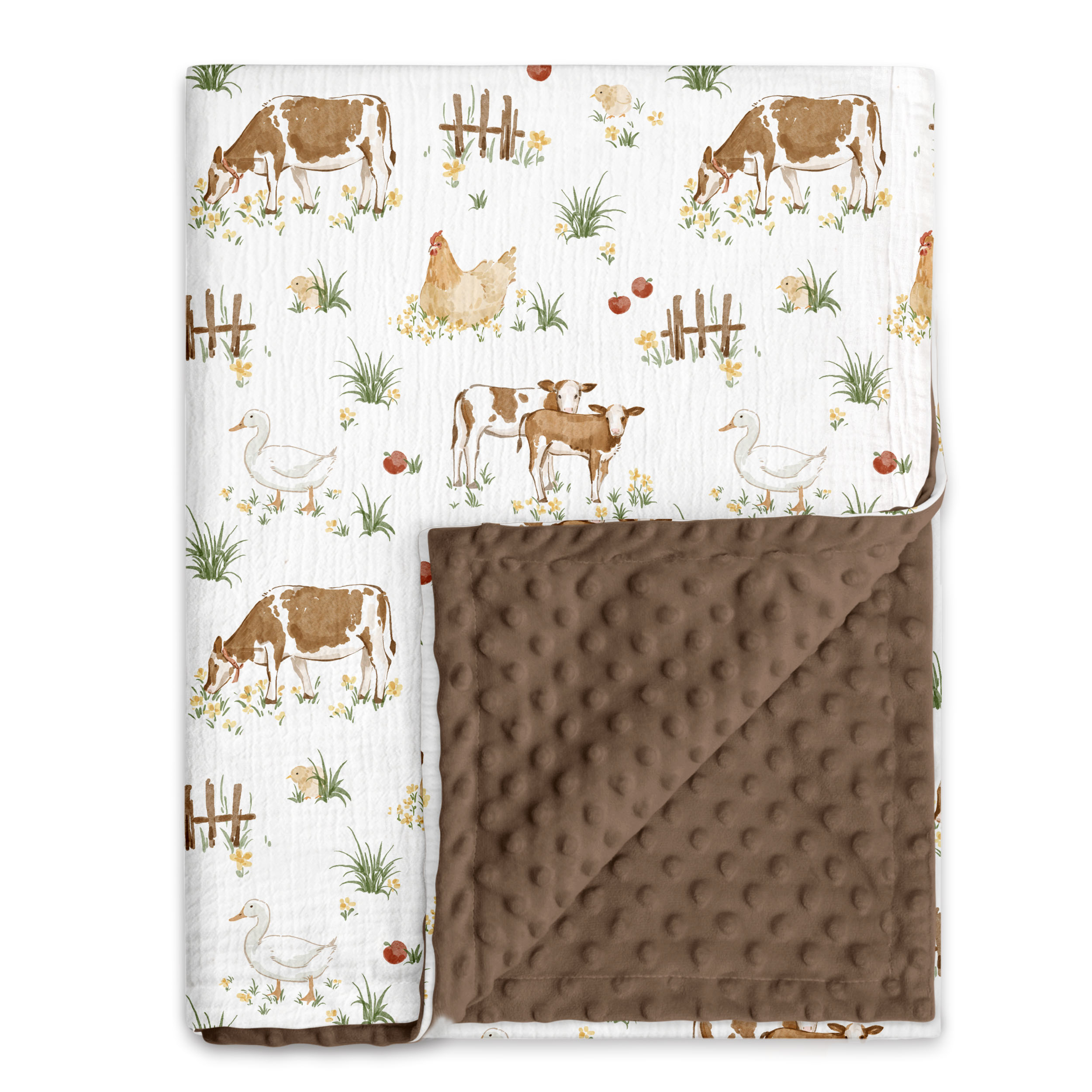 Country Farm | Muslin and Fleece Plush Dot Blanket | 30''*40''