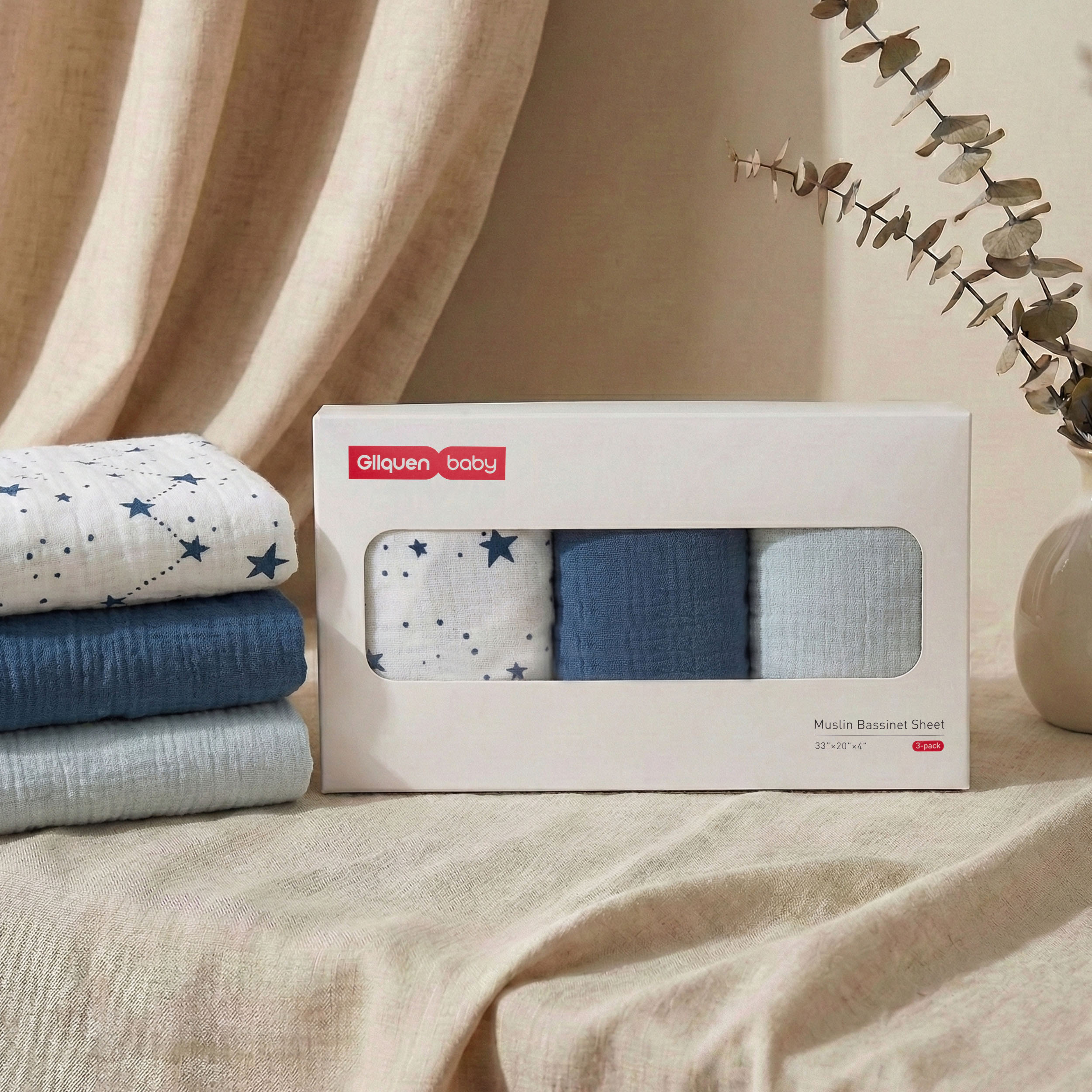 Planet | Muslin Bassinet Sheet 3-Pack | 33''*20''