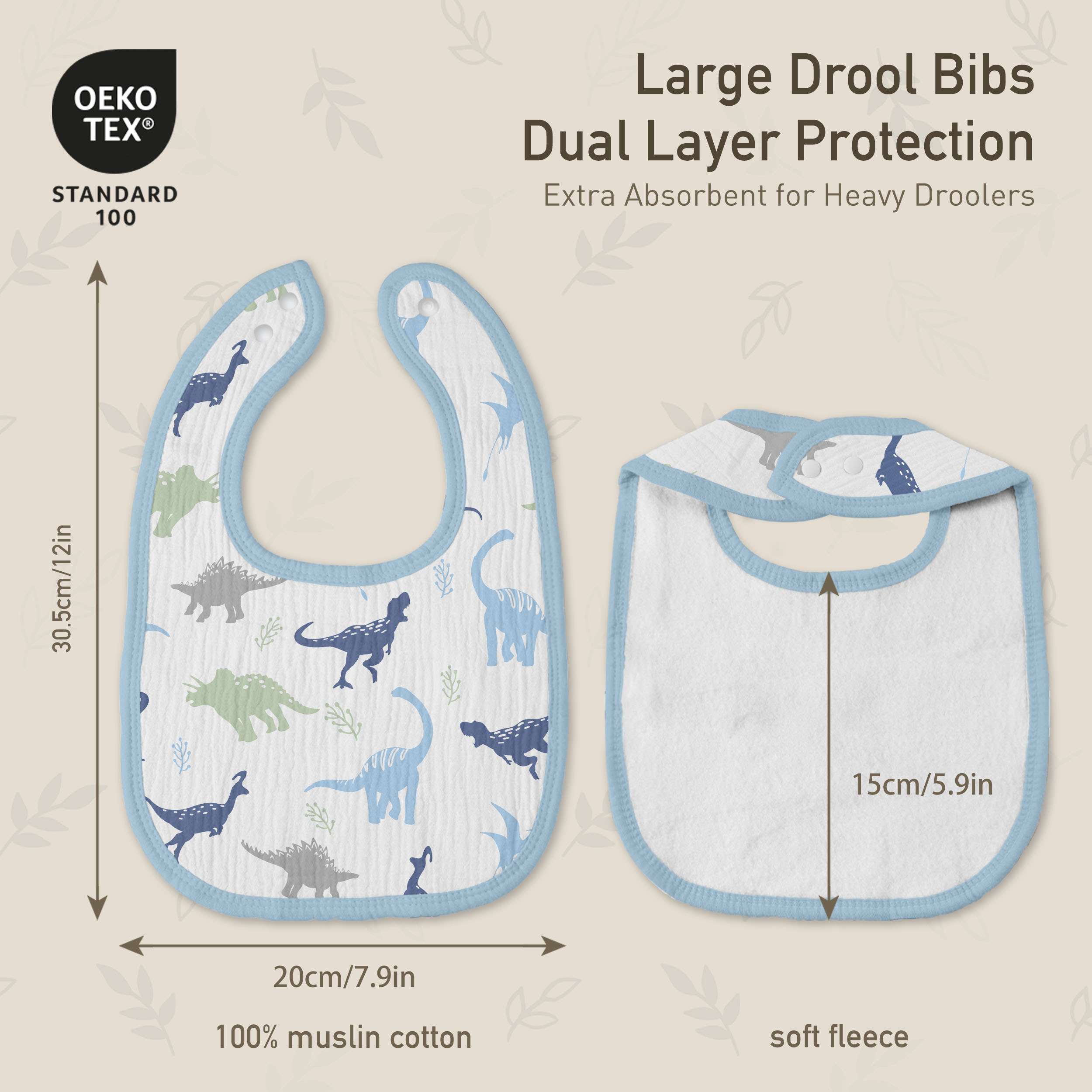 My Dino Pals | baby muslin bibs 6 pack | 0-36 months