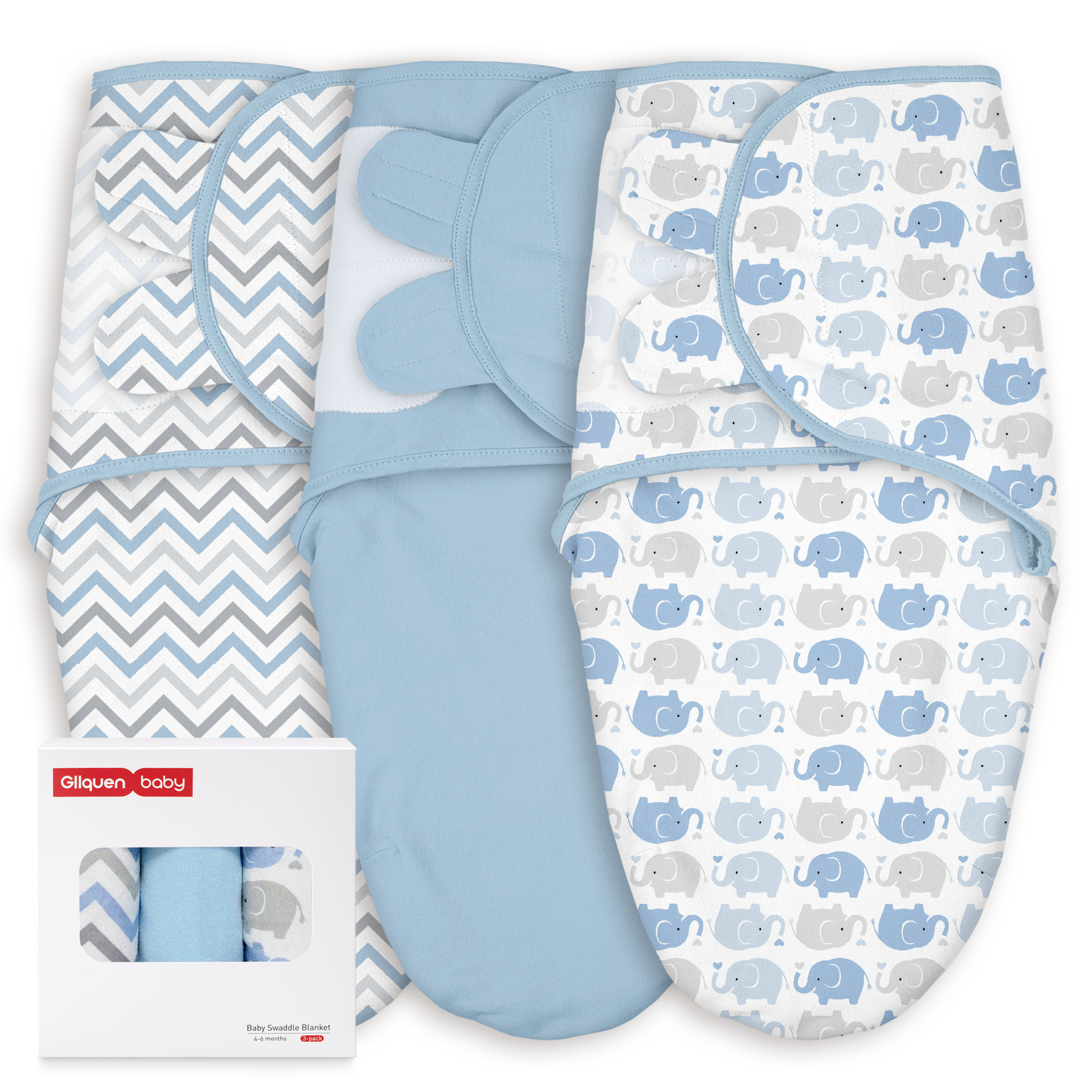 Blue | Baby Swaddle 3 Pack | 0-3 Months