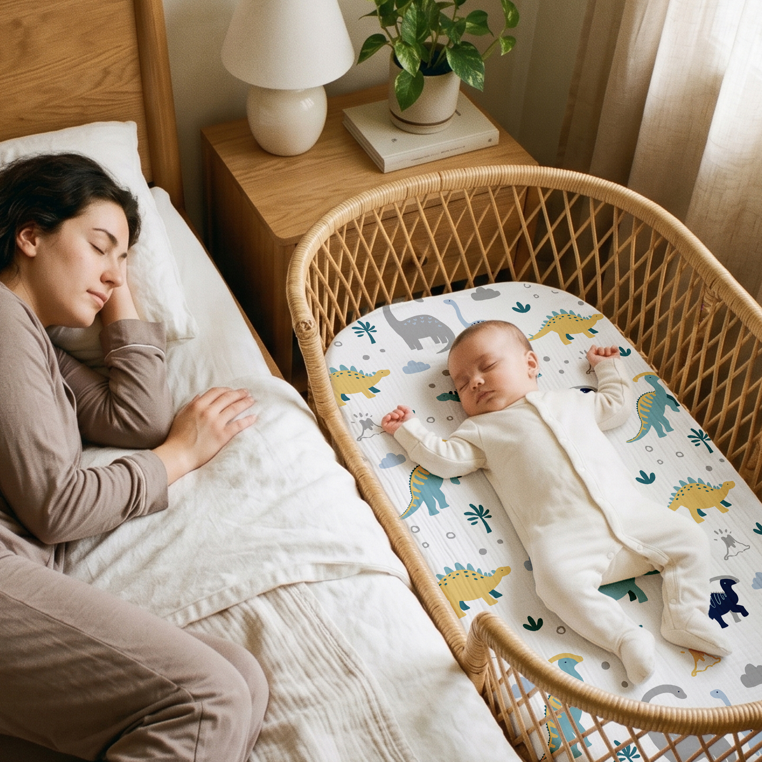 Tropical Dino  Print | Muslin Bassinet Sheet 3-Pack | 33''*20''