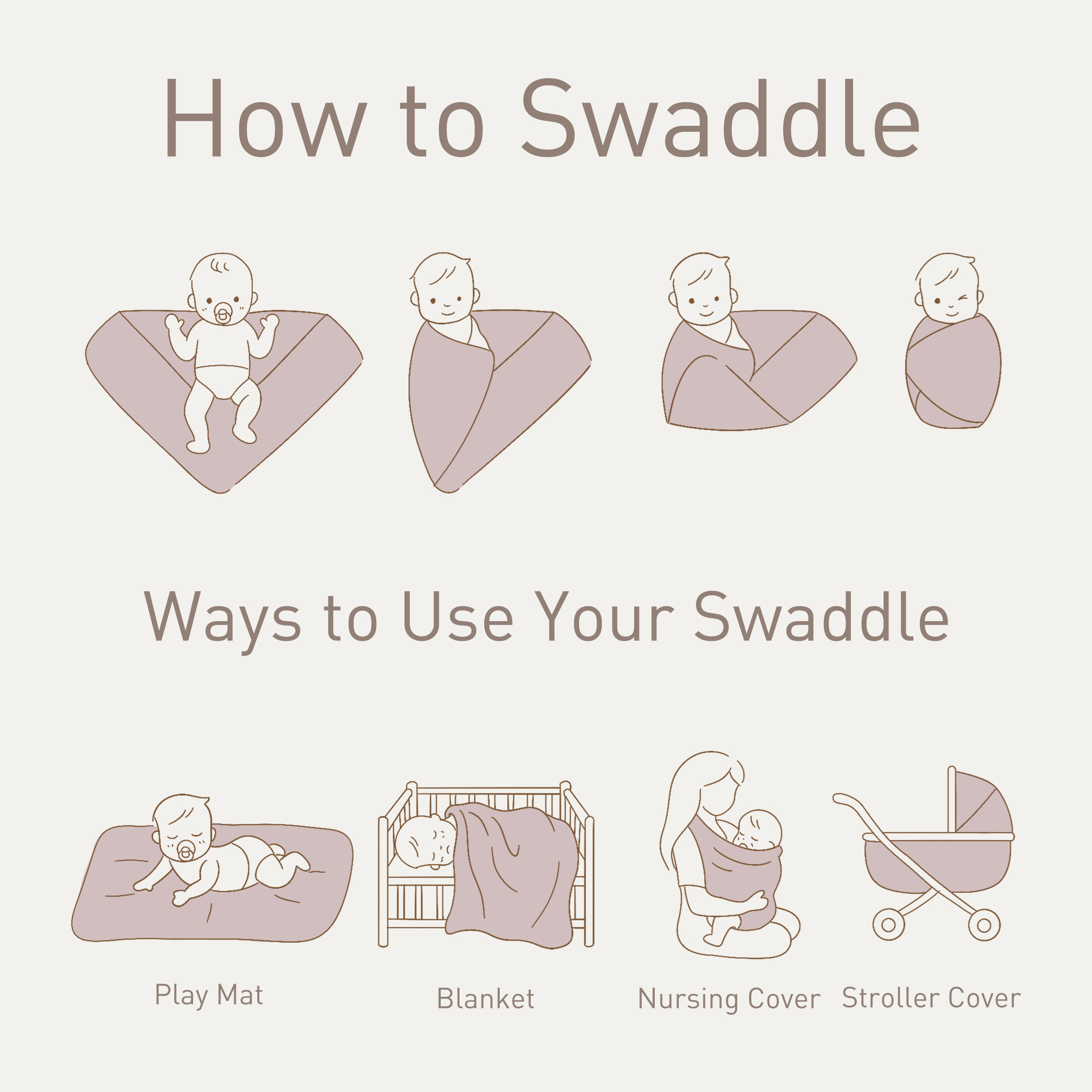 Muslin Swaddle Blankets 3-Pack | 38"x40" | Vintage Rose Serenade