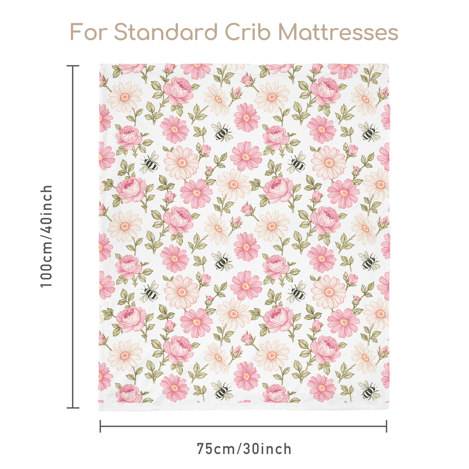 Pink Floral Bloom | Fleece Plush Dot Blanket | 30''*40''