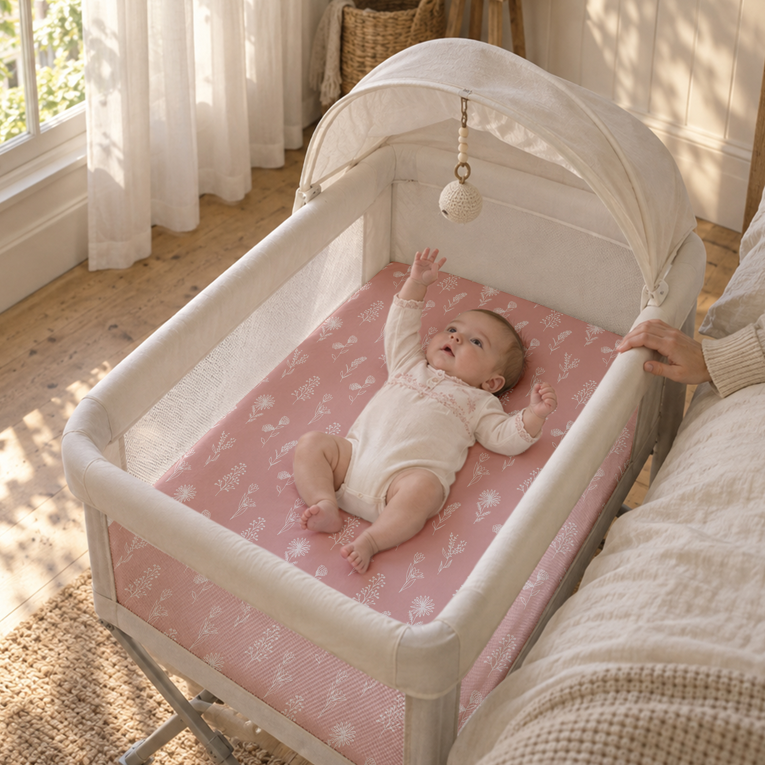 Blush Floral Meadow | Bassinet Sheets 3-Pack | 33*20''