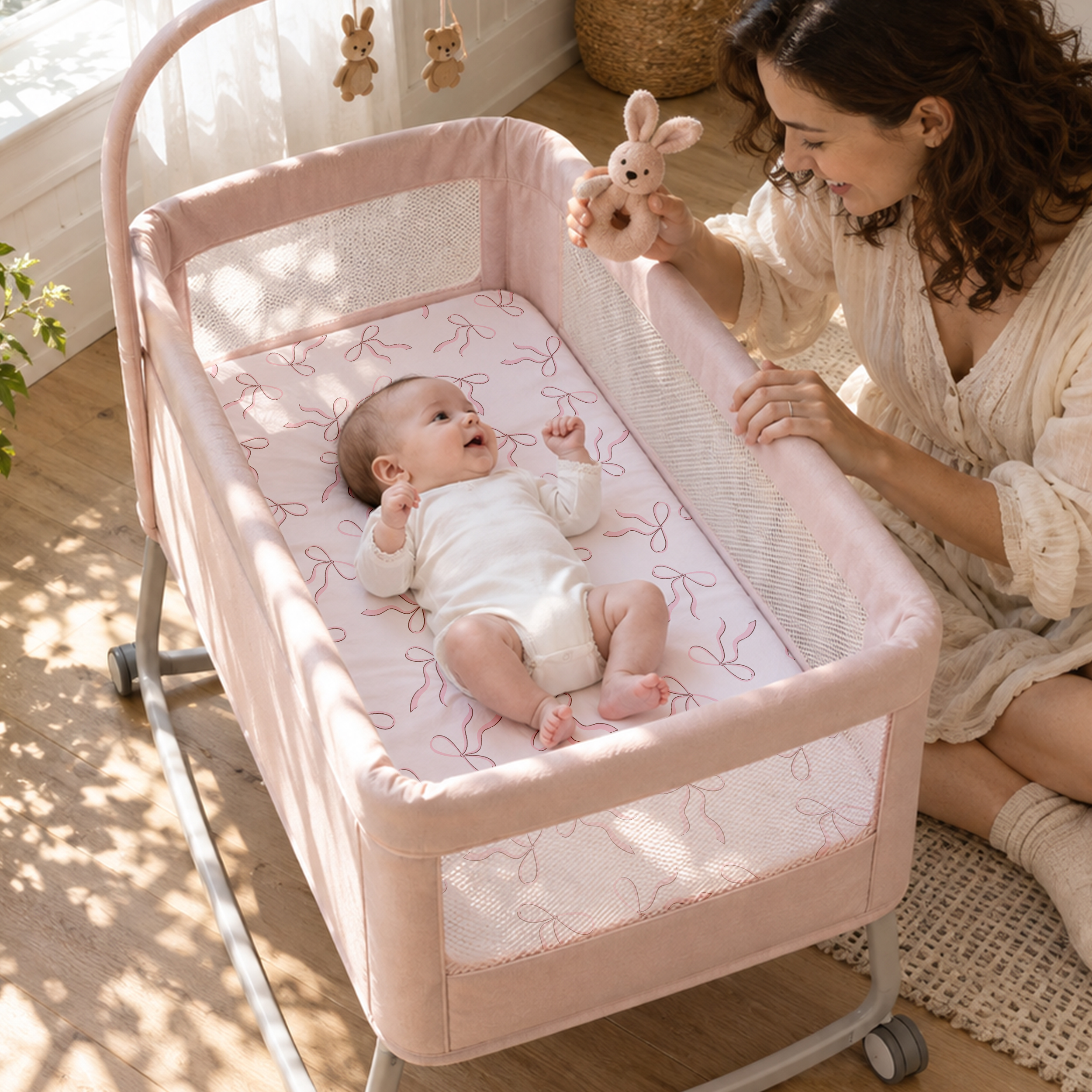 Blush Bow Bloom | Bassinet Sheets 3-Pack | 33*20''