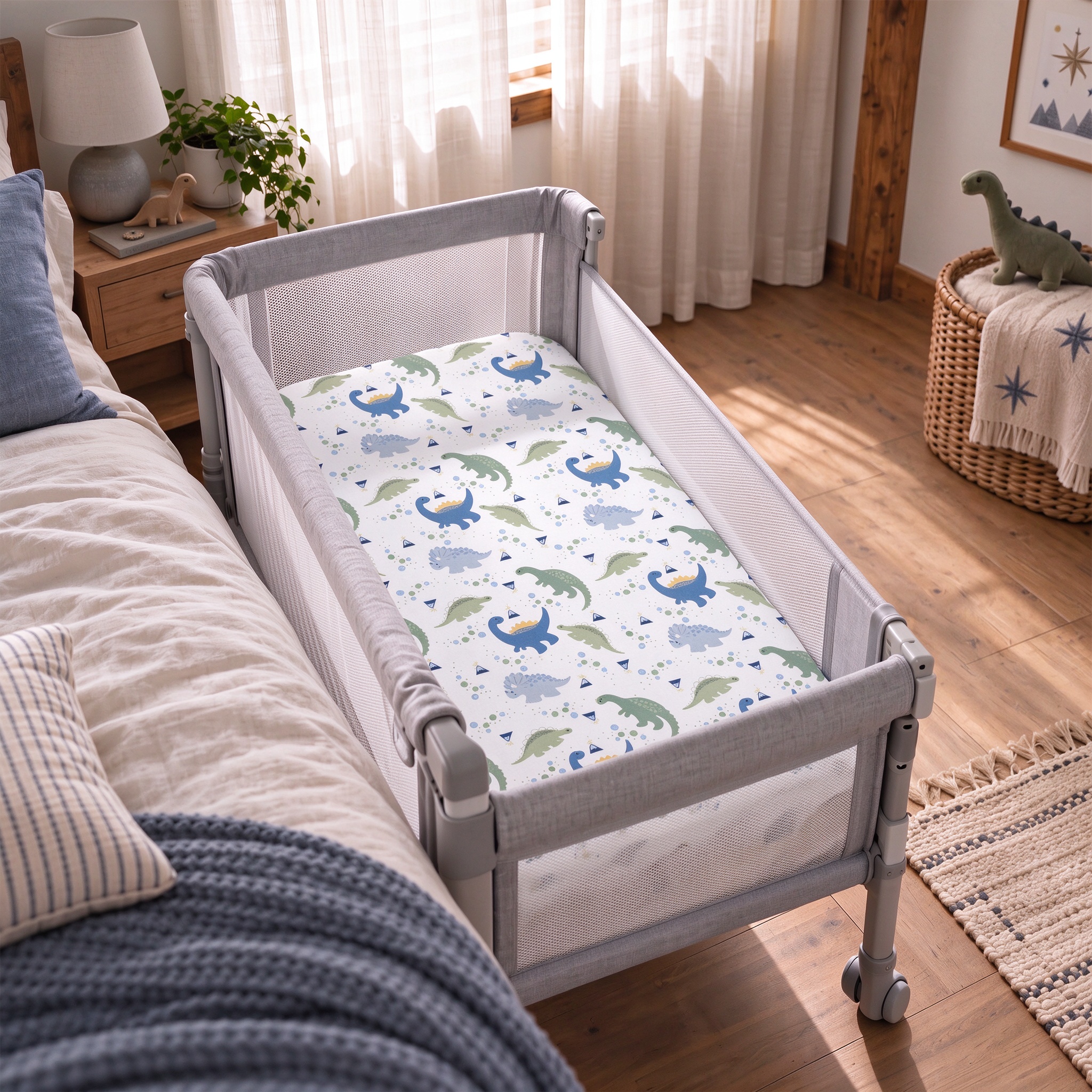 Blue Dino Explorer | Bassinet Sheets 3-Pack | 33*20''