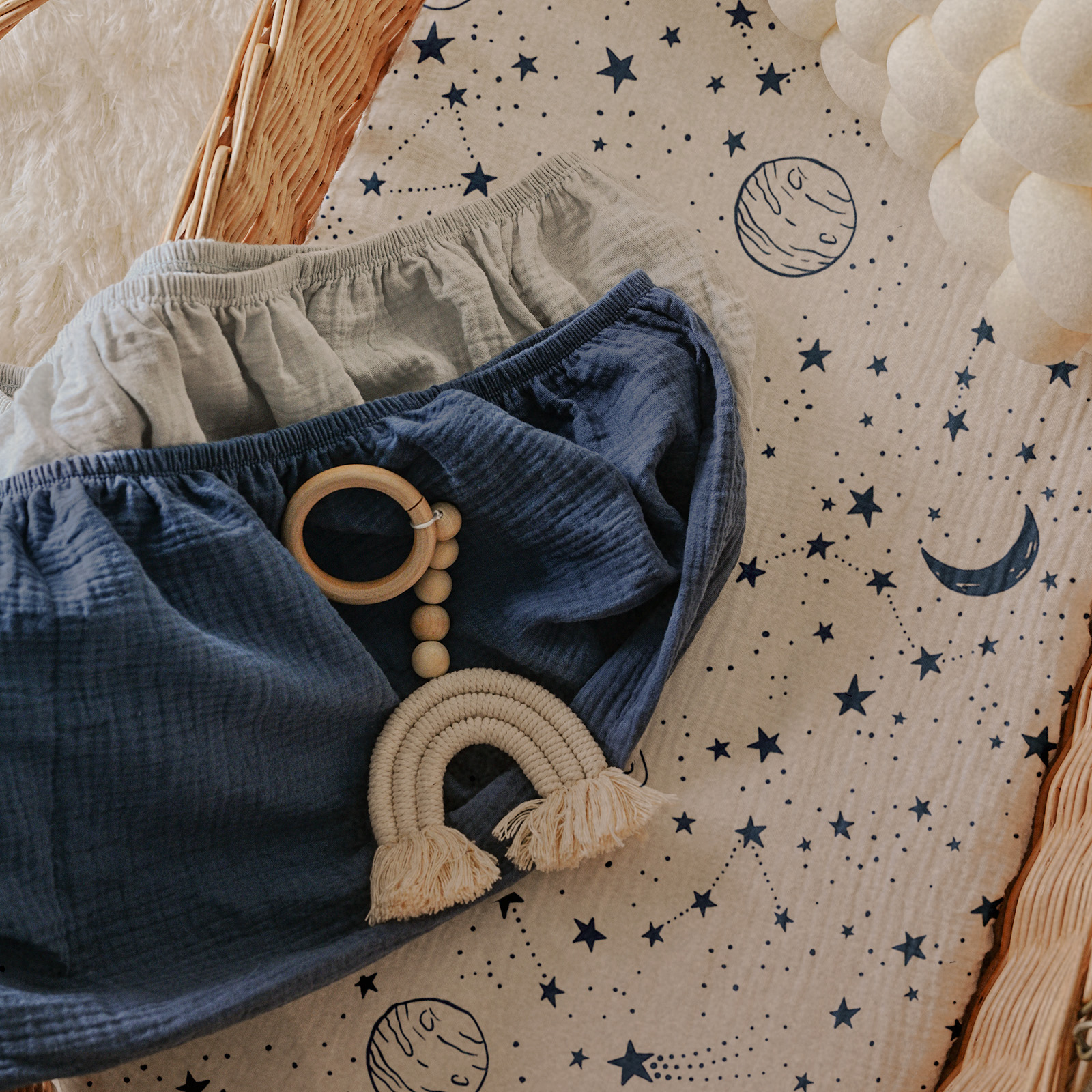 Planet  | Muslin Bassinet Sheets 3-Pack | 33''*17''