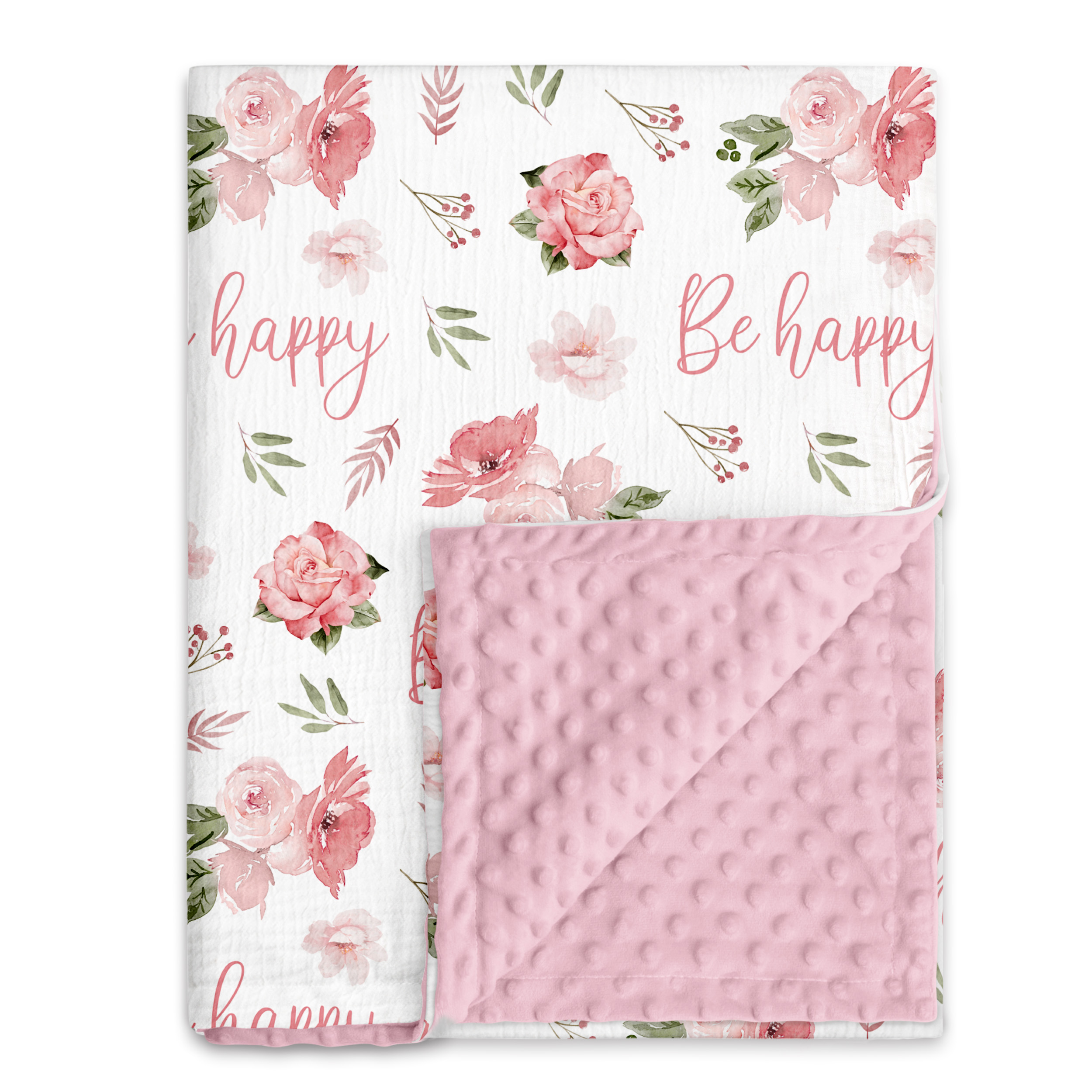 Blush Happy Blooms | Muslin and Fleece Plush Dot Blanket | 30''*40''