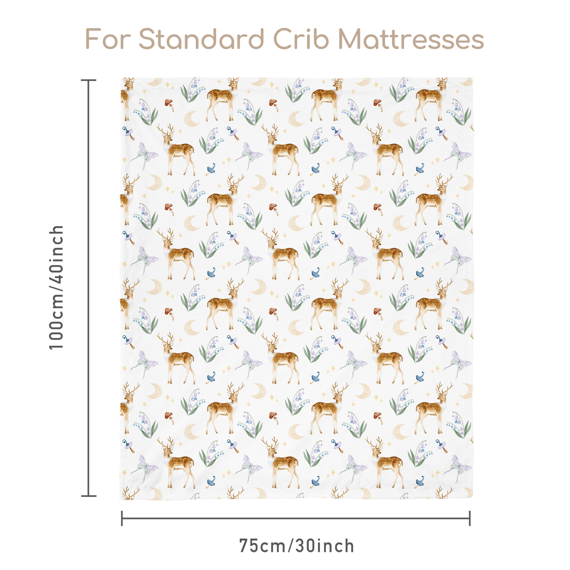 Lavender Deer and Moon | Fleece Plush Dot Blanket | 30''*40''