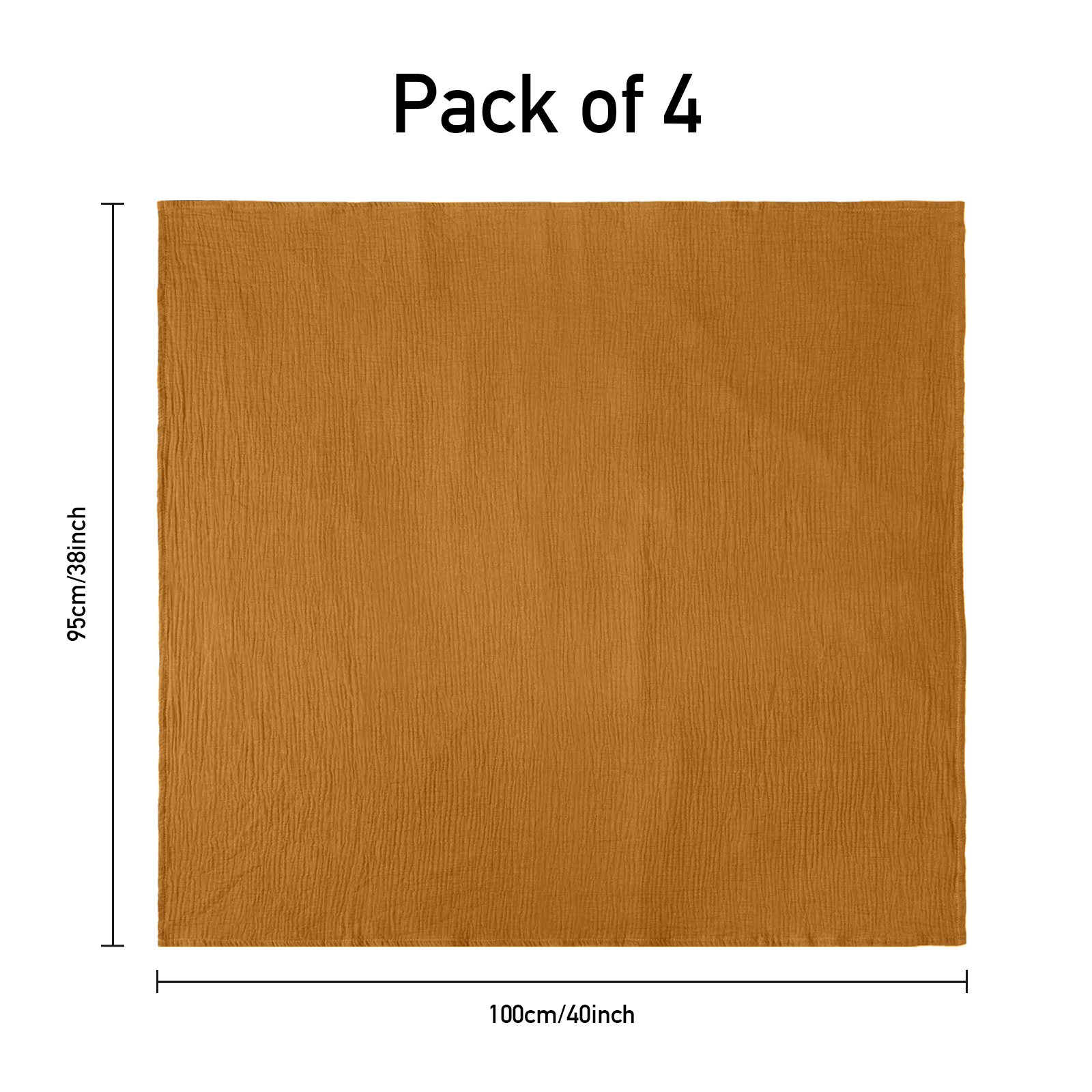 Muslin Swaddle Blankets 4-Pack, 38"x40" - Natural
